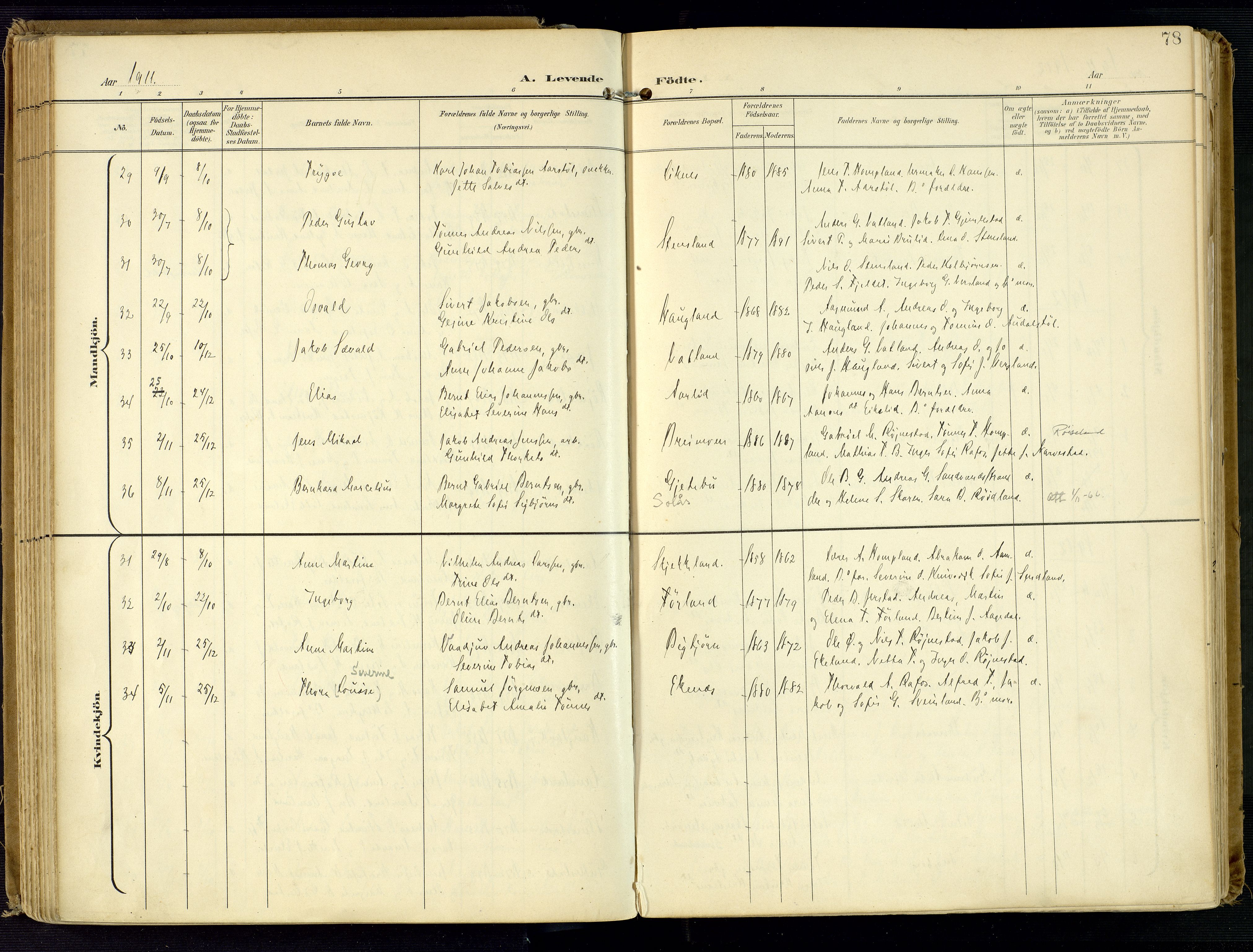 Kvinesdal sokneprestkontor, SAK/1111-0026/F/Fa/Fab/L0009: Parish register (official) no. A 9, 1898-1915, p. 78