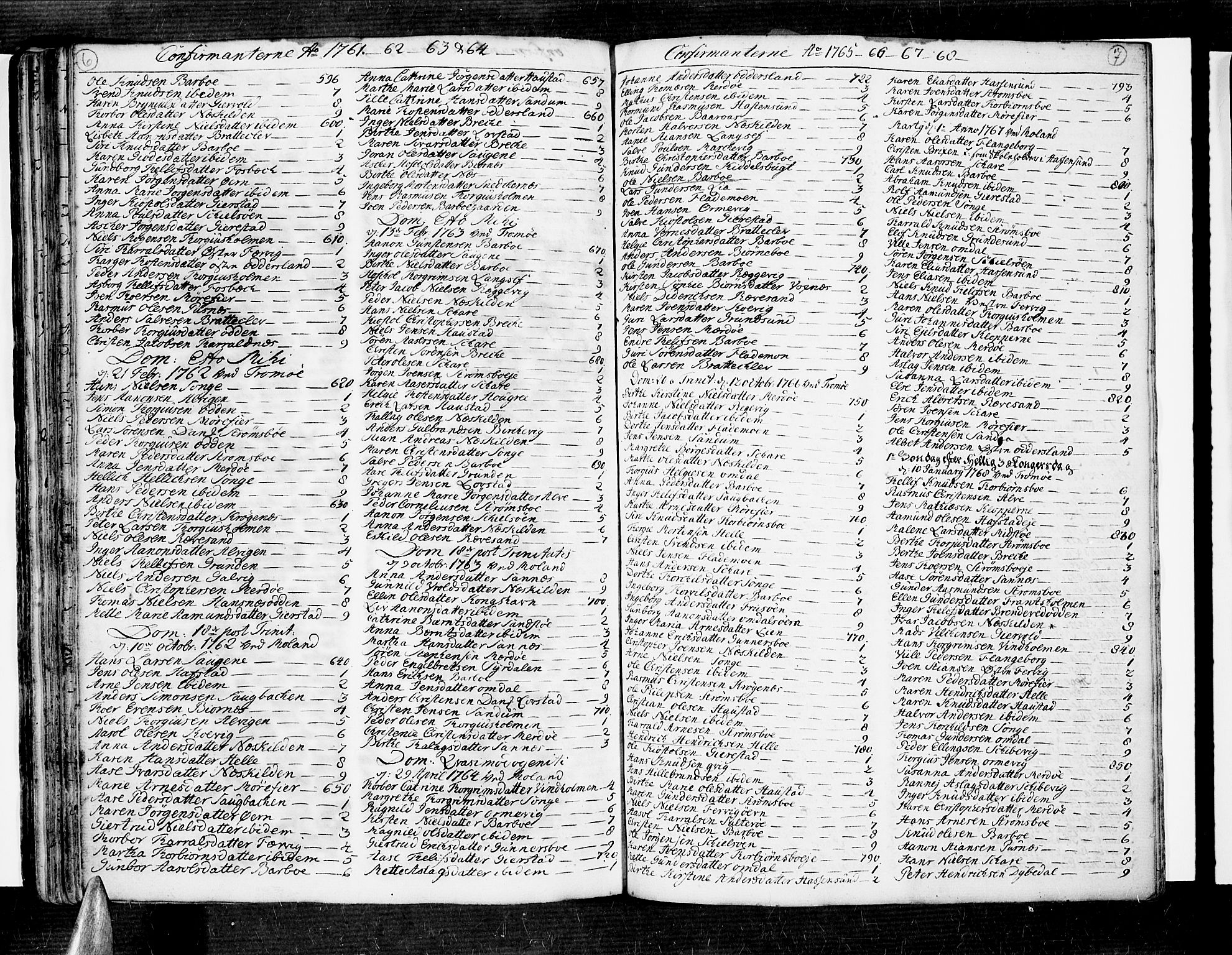 Tromøy sokneprestkontor, SAK/1111-0041/F/Fa/L0001: Parish register (official) no. A 1, 1747-1793, p. 6-7