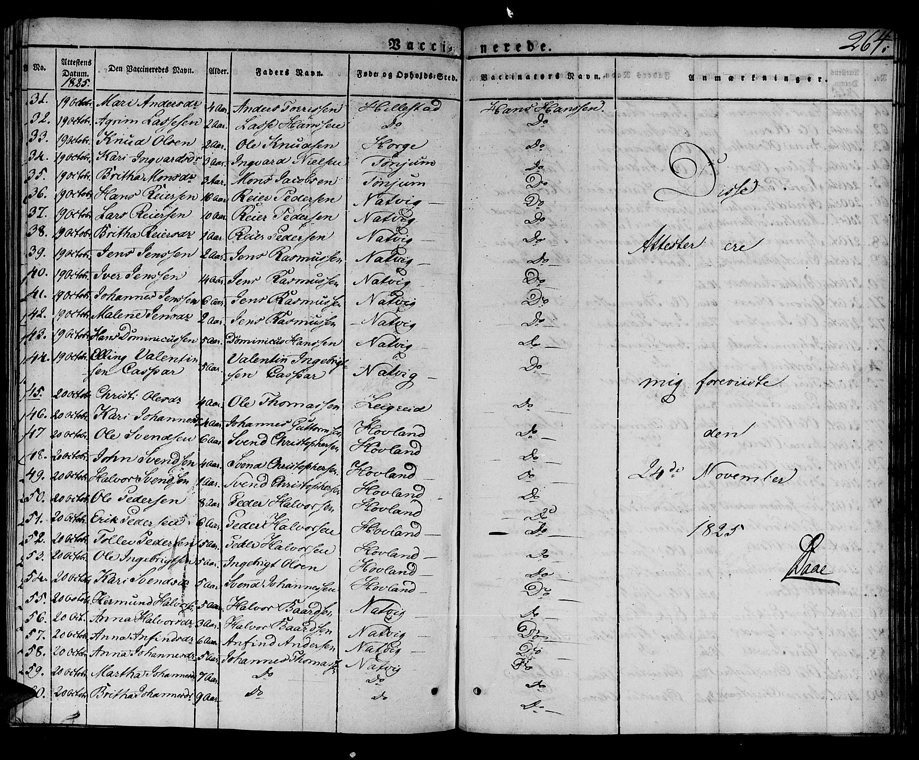 Lærdal sokneprestembete, SAB/A-81201: Parish register (official) no. A 5, 1822-1834, p. 264