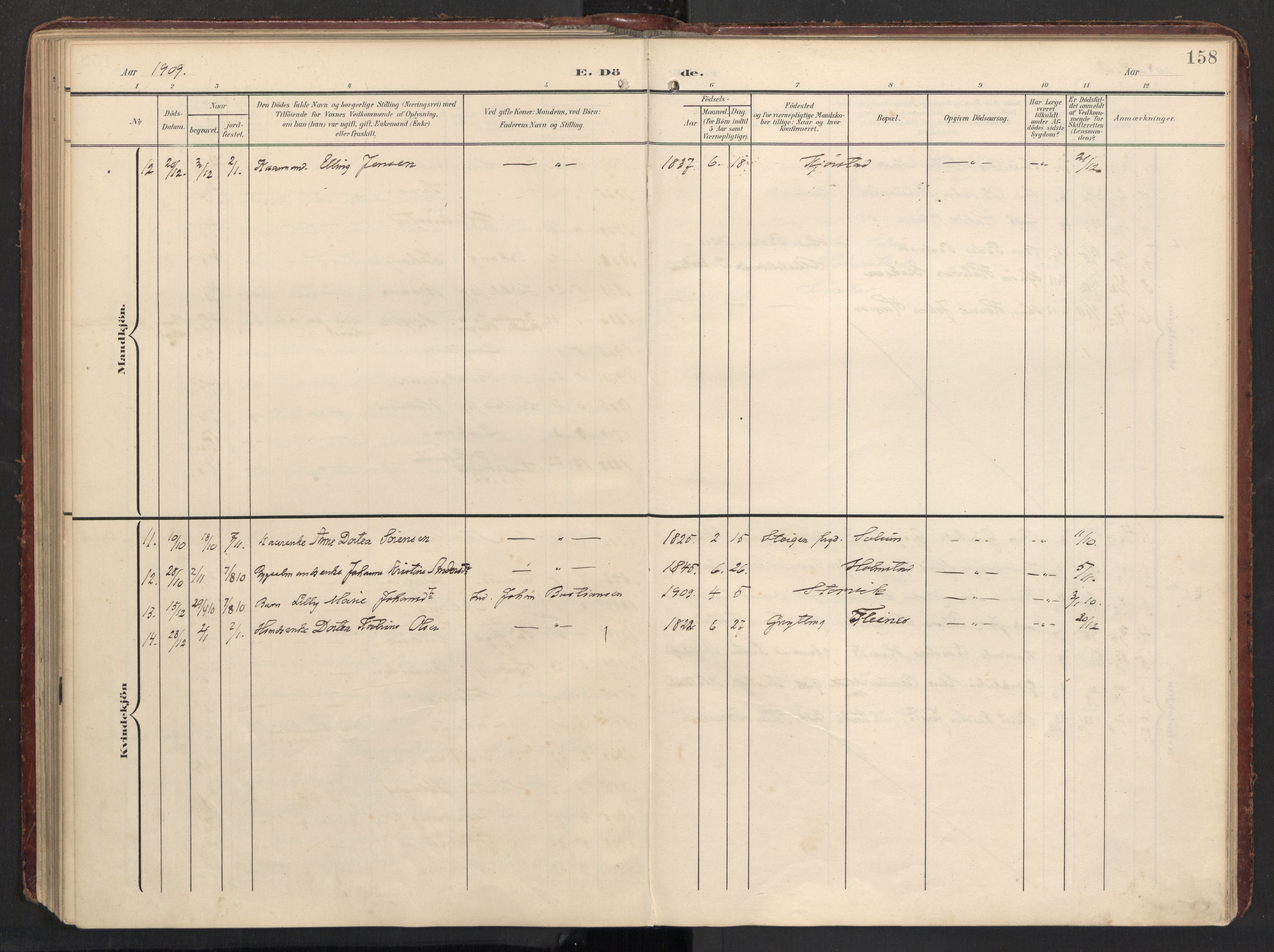 Ministerialprotokoller, klokkerbøker og fødselsregistre - Nordland, AV/SAT-A-1459/890/L1287: Parish register (official) no. 890A02, 1903-1915, p. 158