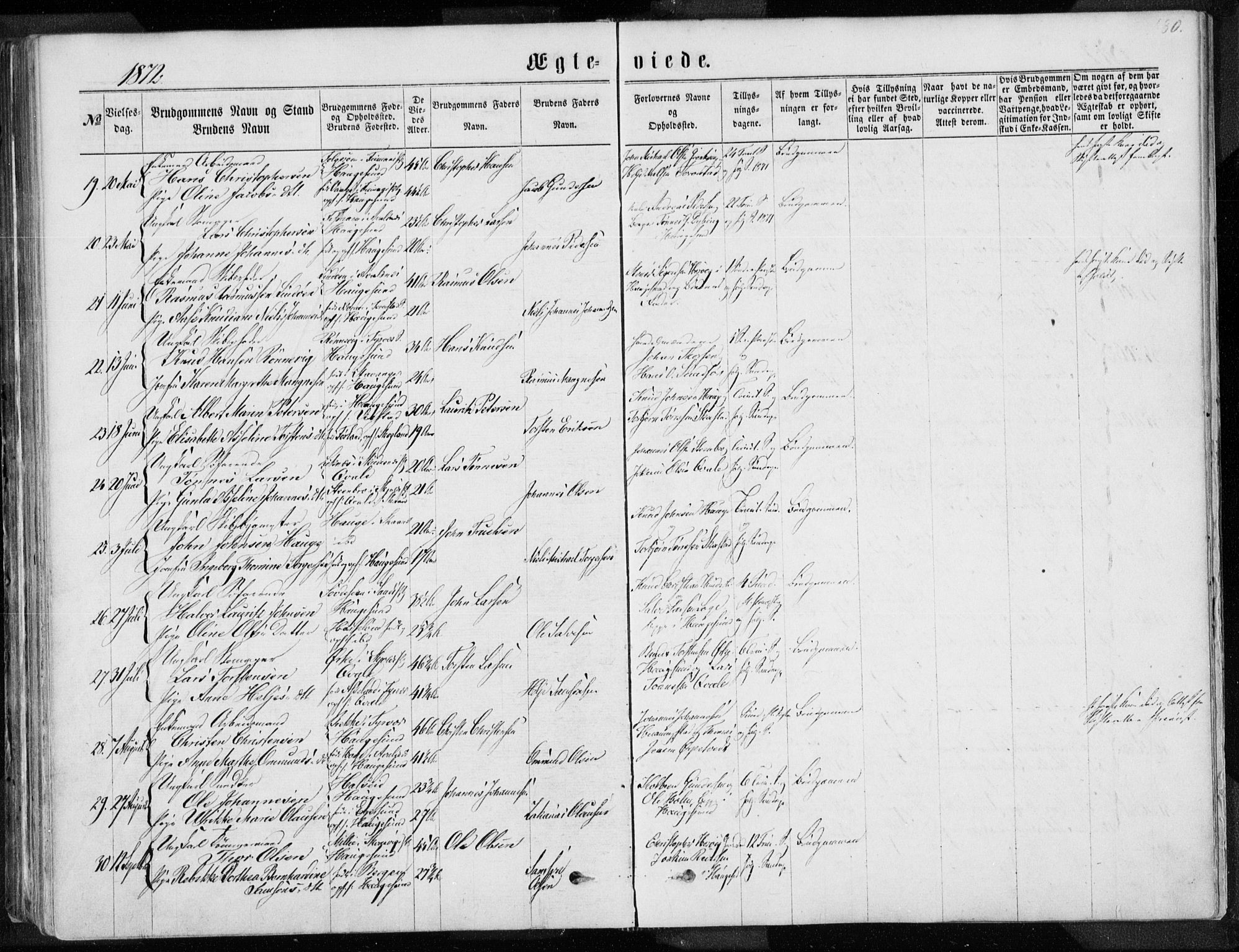 Torvastad sokneprestkontor, SAST/A -101857/H/Ha/Haa/L0012: Parish register (official) no. A 12.1, 1867-1877, p. 180