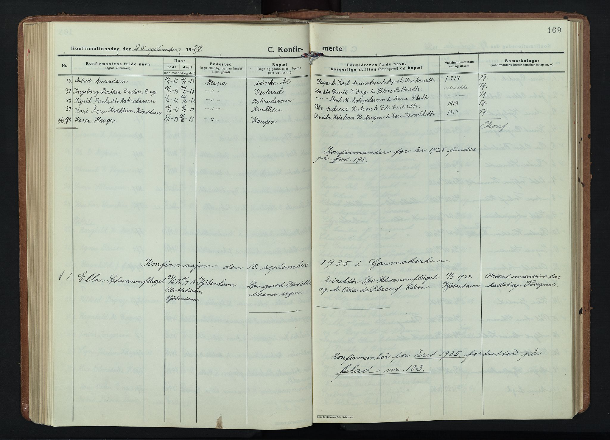 Fåberg prestekontor, AV/SAH-PREST-086/H/Ha/Hab/L0015: Parish register (copy) no. 15, 1924-1949, p. 169