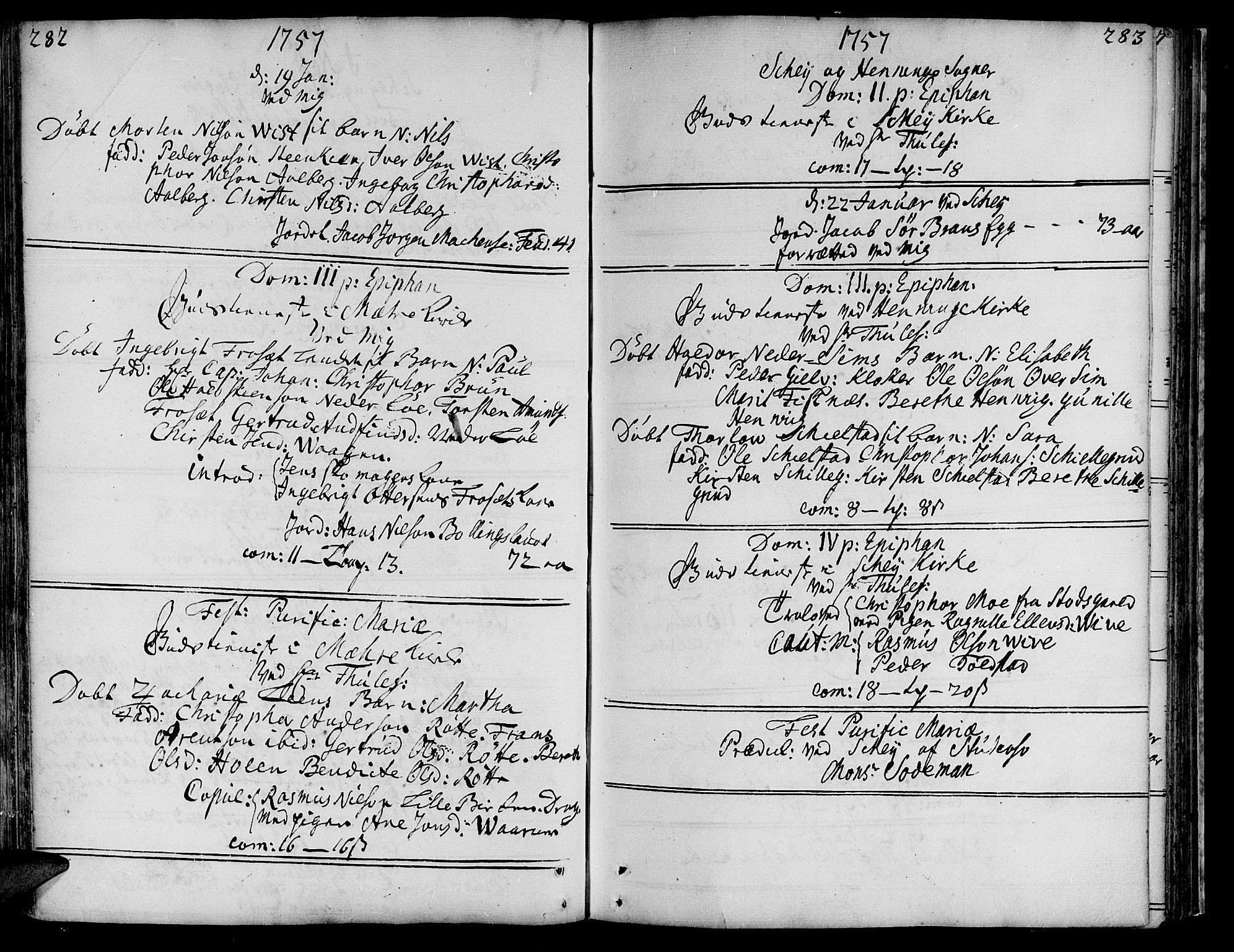 Ministerialprotokoller, klokkerbøker og fødselsregistre - Nord-Trøndelag, SAT/A-1458/735/L0330: Parish register (official) no. 735A01, 1740-1766, p. 282-283