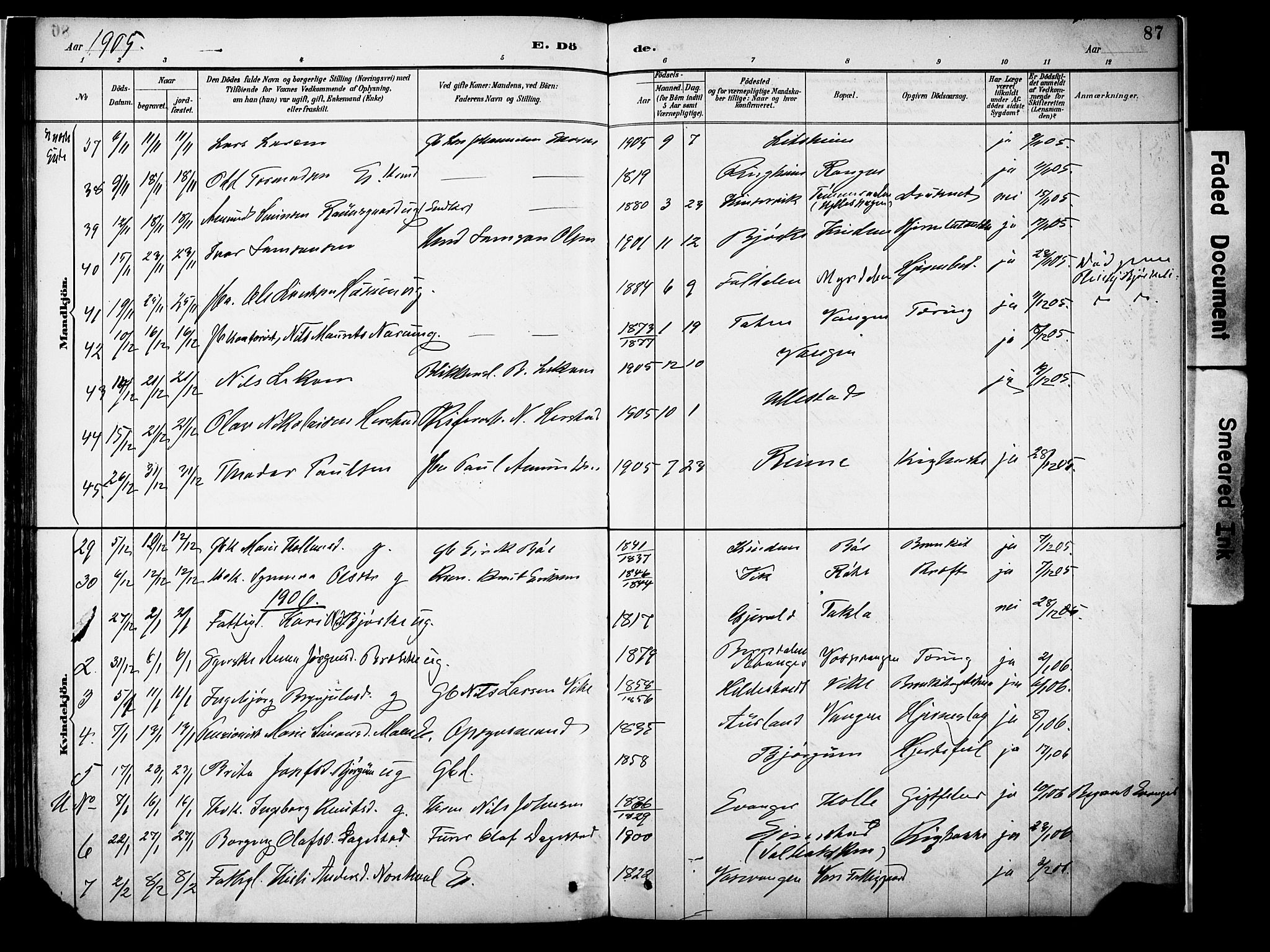 Voss sokneprestembete, AV/SAB-A-79001/H/Haa: Parish register (official) no. A 22, 1887-1909, p. 87