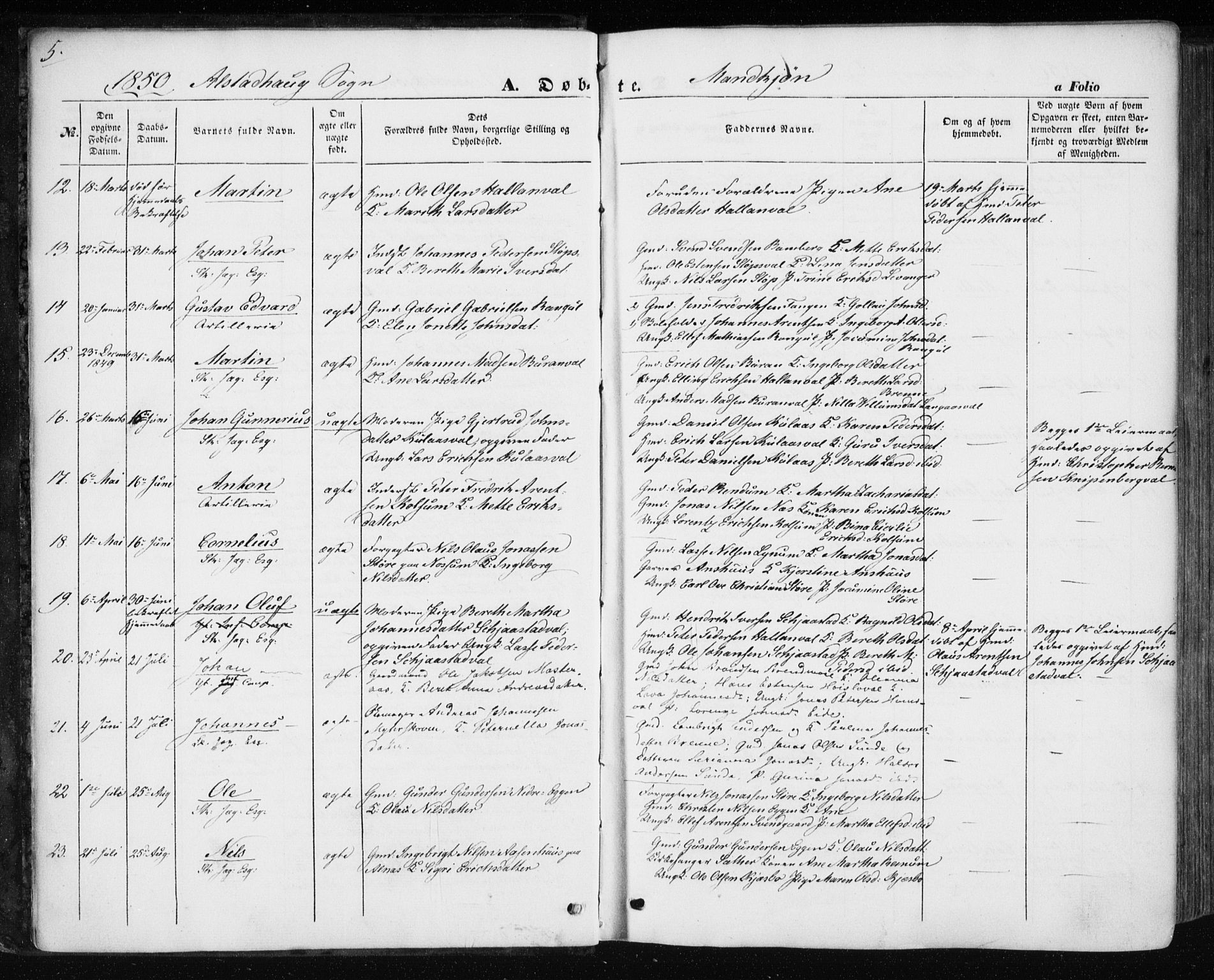 Ministerialprotokoller, klokkerbøker og fødselsregistre - Nord-Trøndelag, SAT/A-1458/717/L0154: Parish register (official) no. 717A07 /1, 1850-1862, p. 5