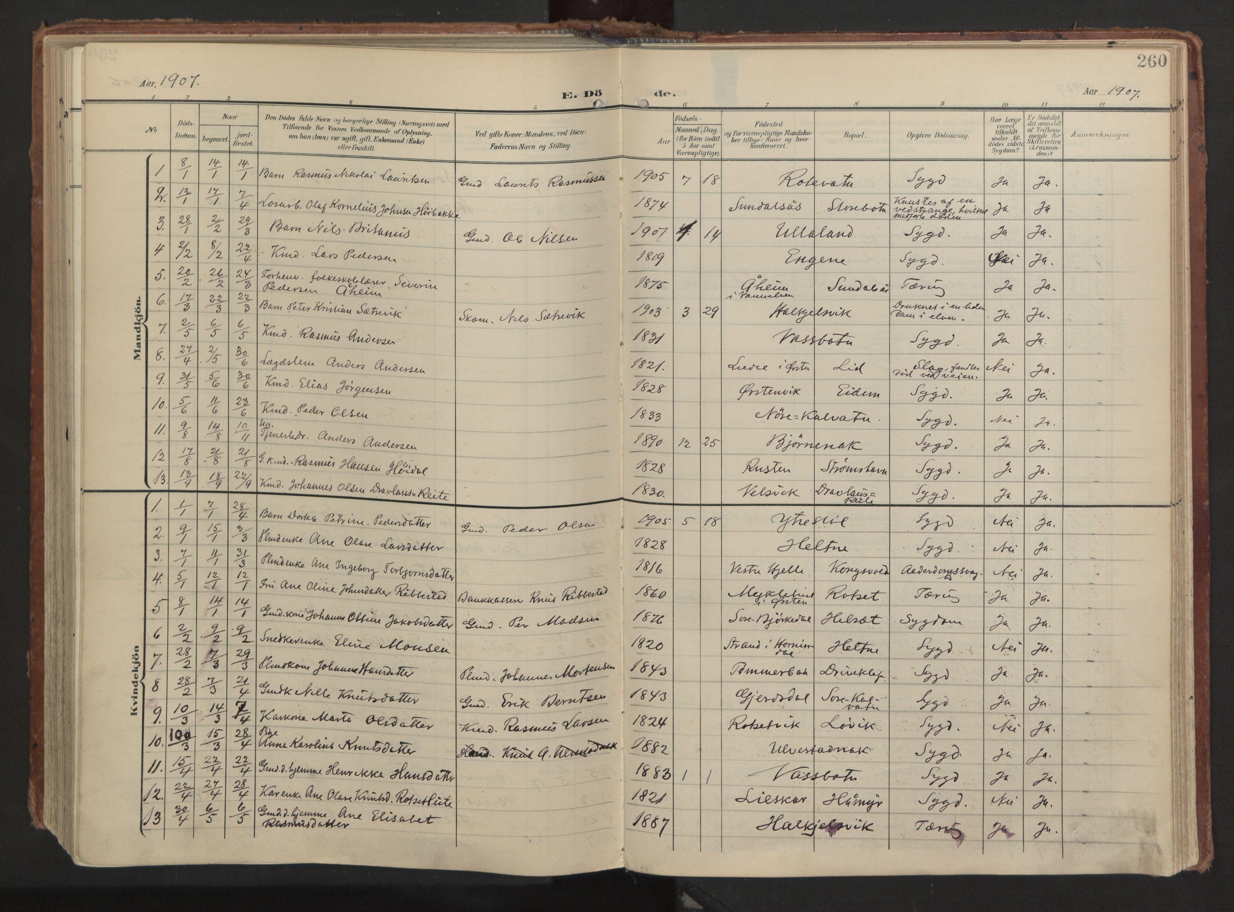 Ministerialprotokoller, klokkerbøker og fødselsregistre - Møre og Romsdal, AV/SAT-A-1454/511/L0144: Parish register (official) no. 511A11, 1906-1923, p. 260