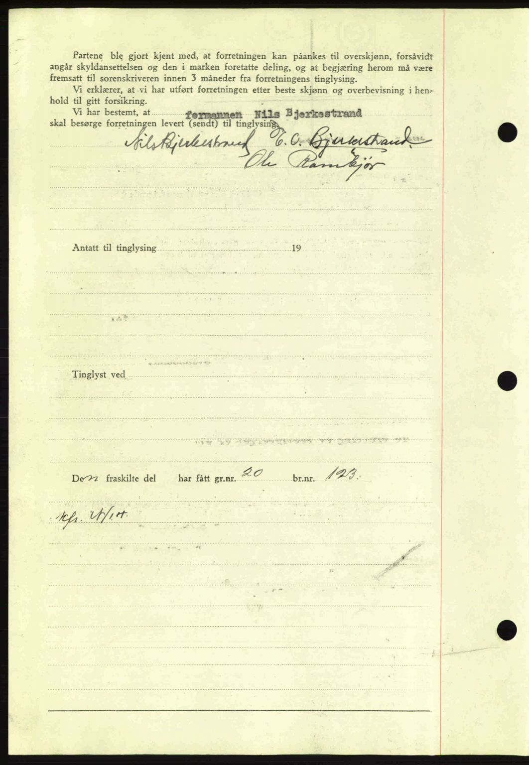 Nordmøre sorenskriveri, AV/SAT-A-4132/1/2/2Ca: Mortgage book no. A93, 1942-1942, Diary no: : 2294/1942