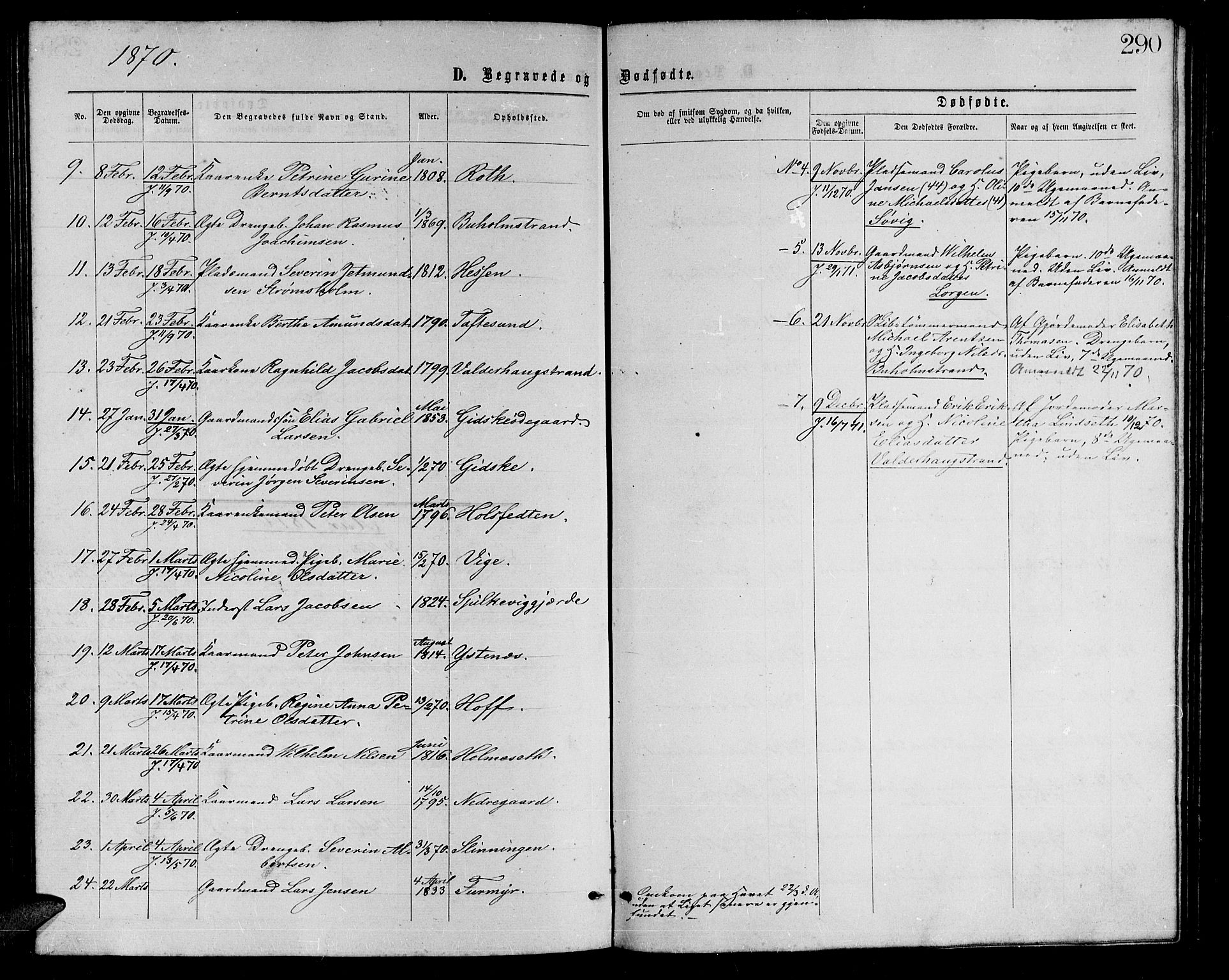 Ministerialprotokoller, klokkerbøker og fødselsregistre - Møre og Romsdal, AV/SAT-A-1454/528/L0428: Parish register (copy) no. 528C09, 1864-1880, p. 290