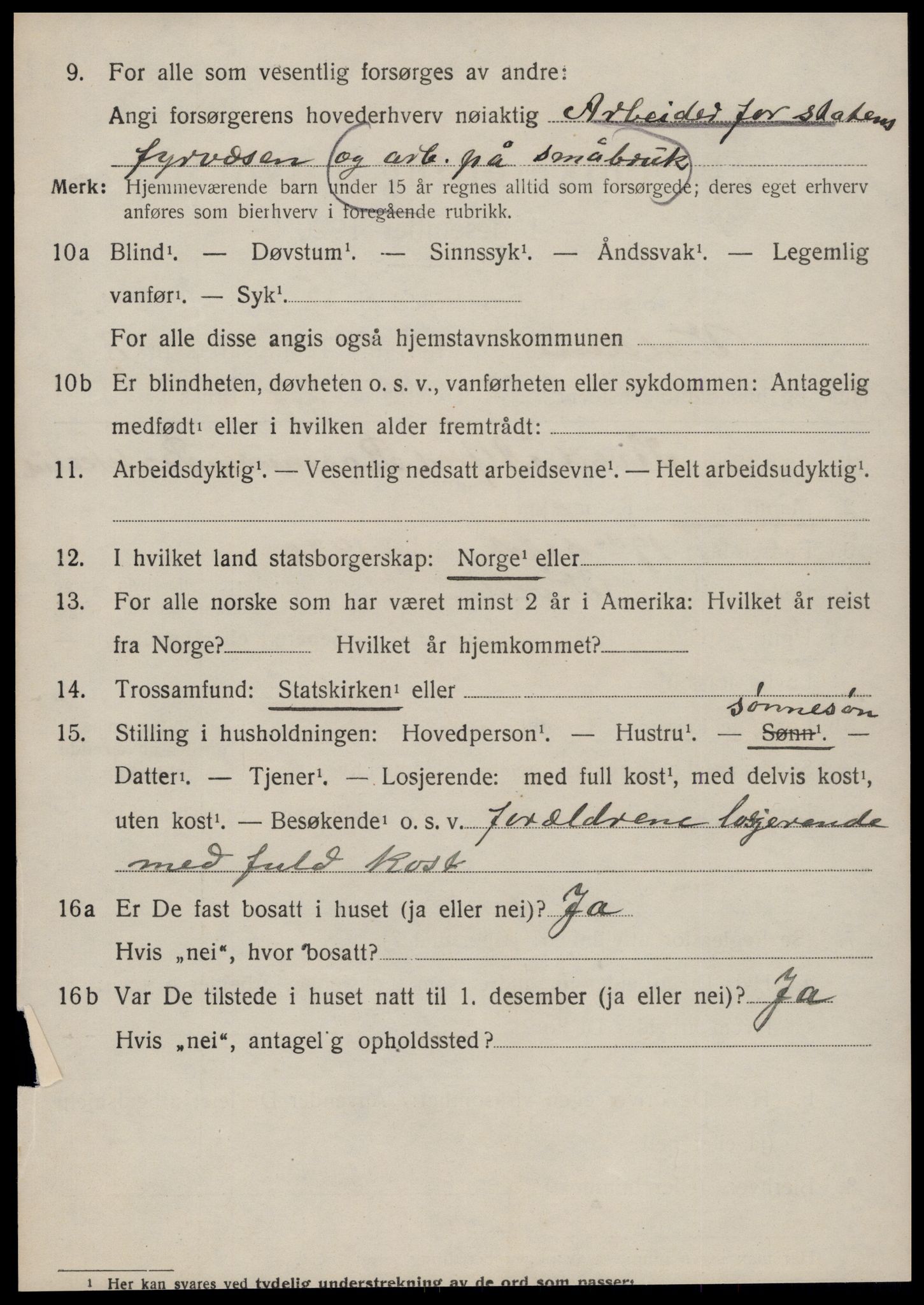 SAT, 1920 census for Volda, 1920, p. 6739