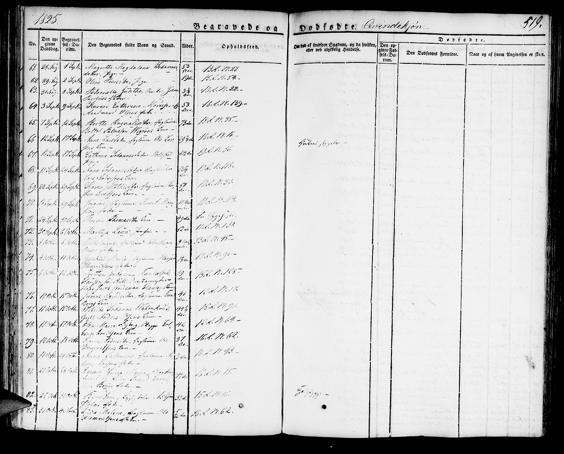 Domkirken sokneprestembete, SAB/A-74801/H/Haa/L0012: Parish register (official) no. A 12, 1821-1840, p. 519