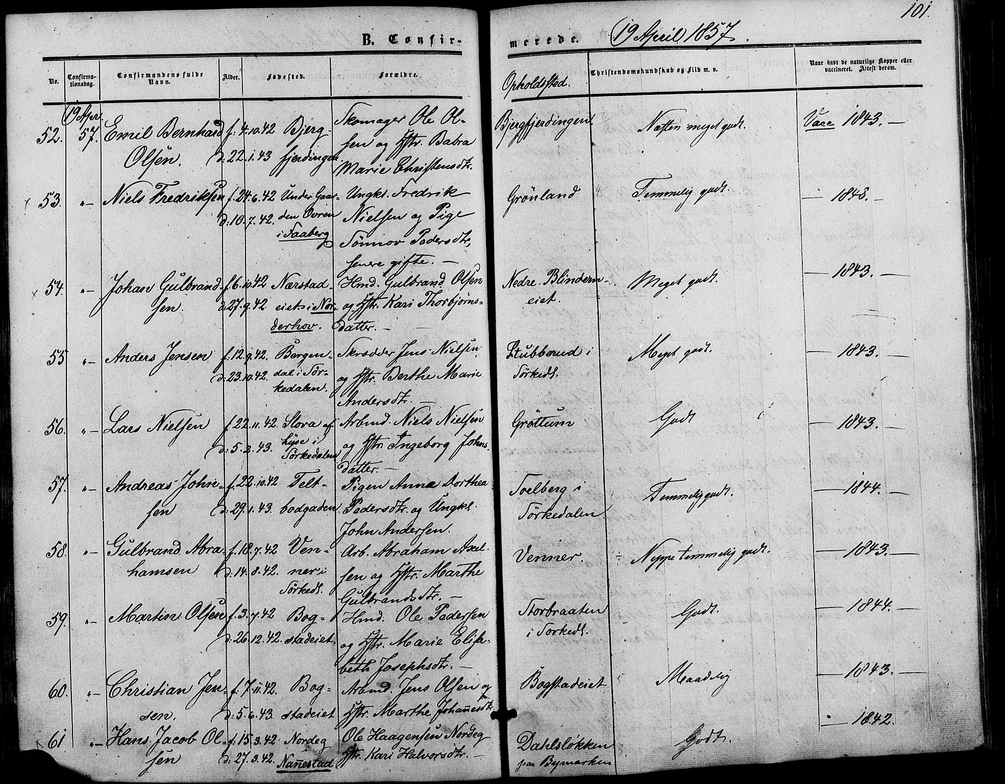 Vestre Aker prestekontor Kirkebøker, SAO/A-10025/F/Fa/L0001: Parish register (official) no. 1, 1853-1858, p. 101