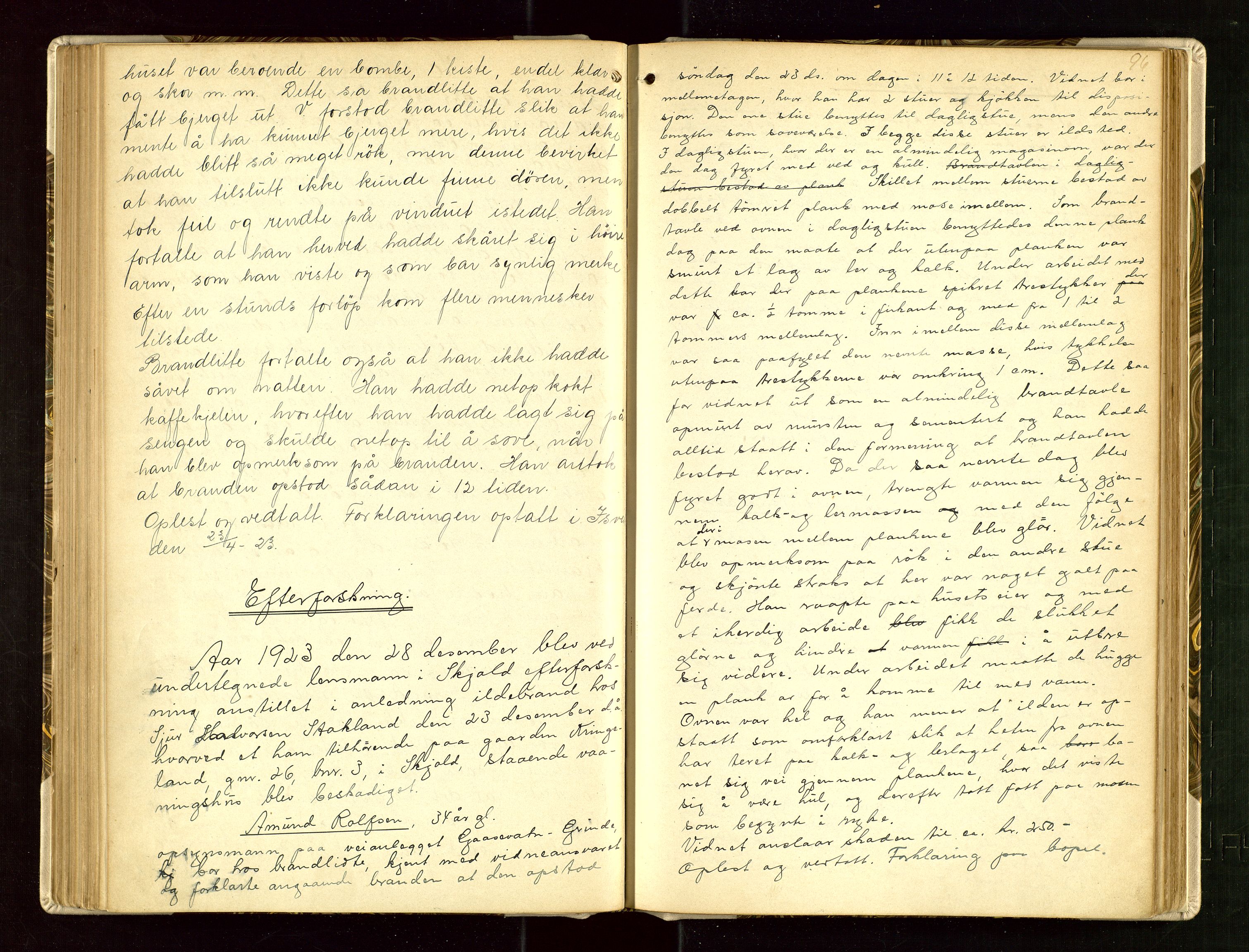 Skjold lensmannskontor, AV/SAST-A-100182/Goa/L0002: "Brandtaksasjons-Protokol for Skjolds Thinglag", 1890-1949, p. 95b-96a