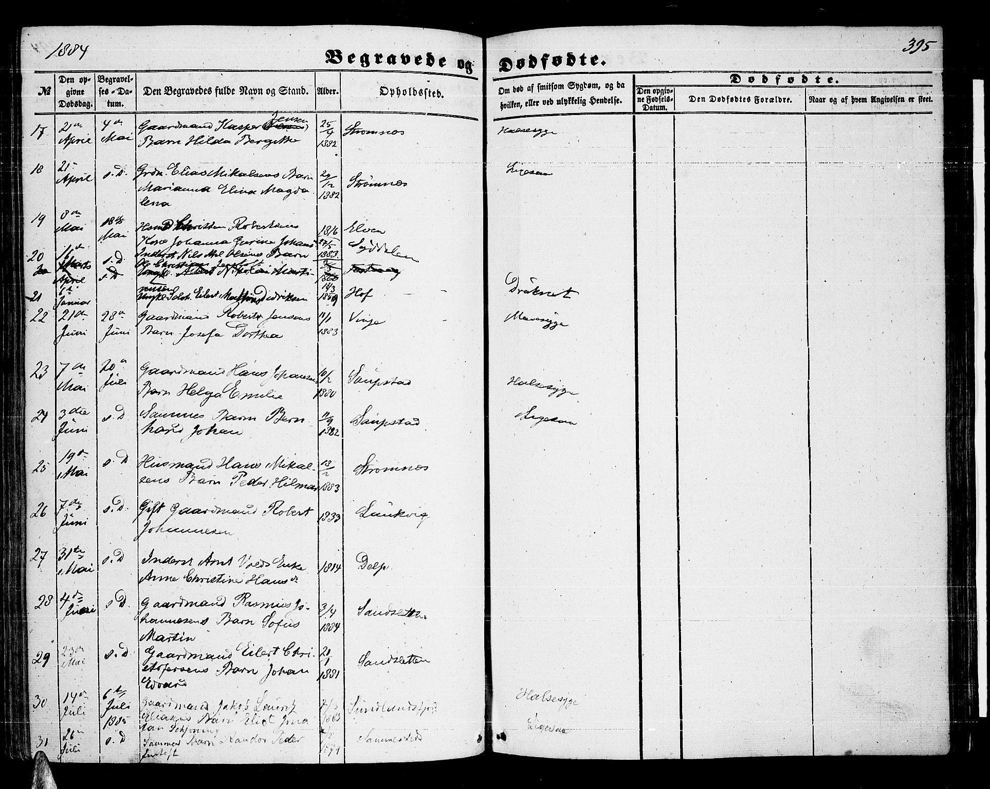 Ministerialprotokoller, klokkerbøker og fødselsregistre - Nordland, AV/SAT-A-1459/876/L1102: Parish register (copy) no. 876C01, 1852-1886, p. 395