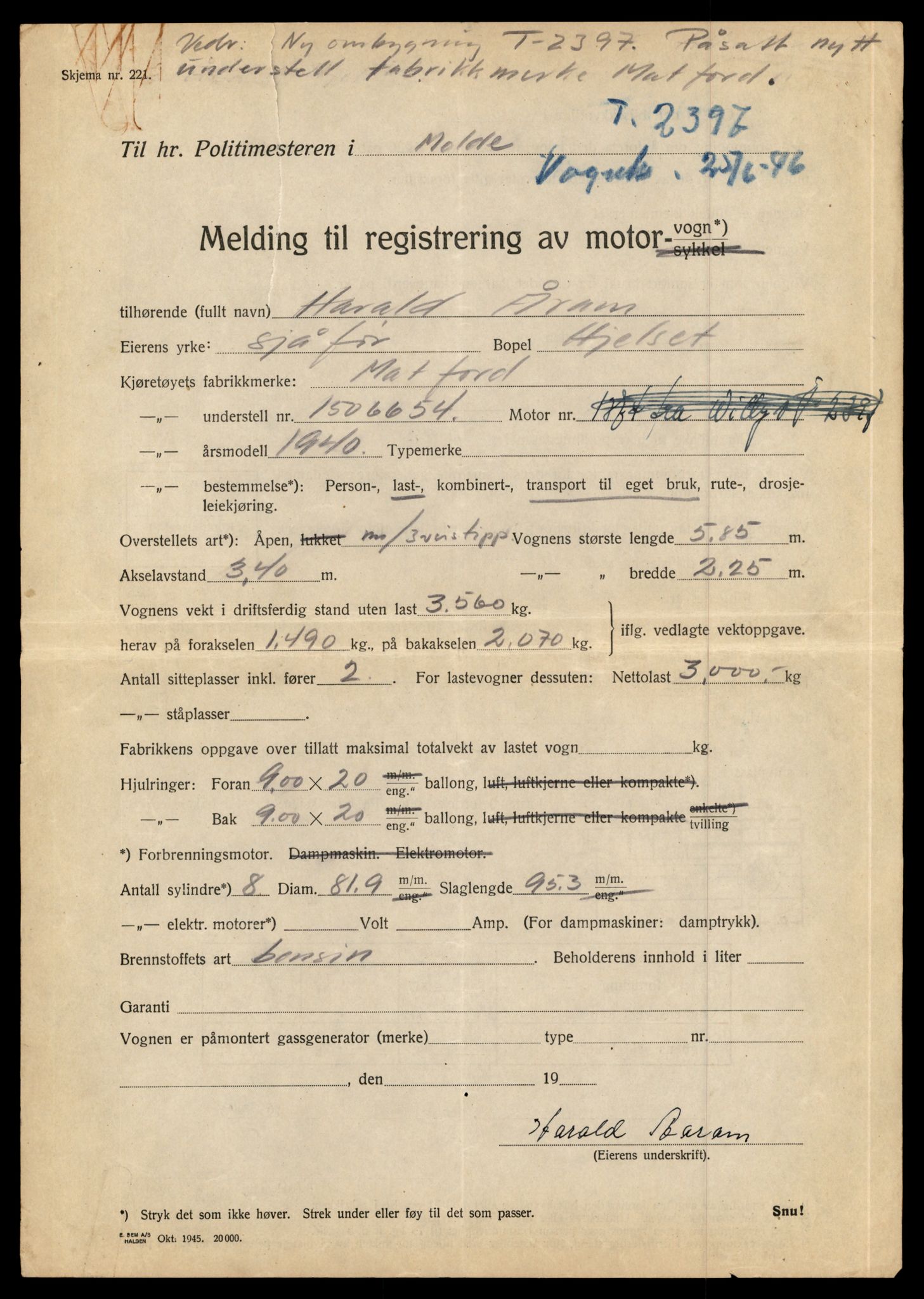 Møre og Romsdal vegkontor - Ålesund trafikkstasjon, AV/SAT-A-4099/F/Fe/L0010: Registreringskort for kjøretøy T 1050 - T 1169, 1927-1998, p. 2059