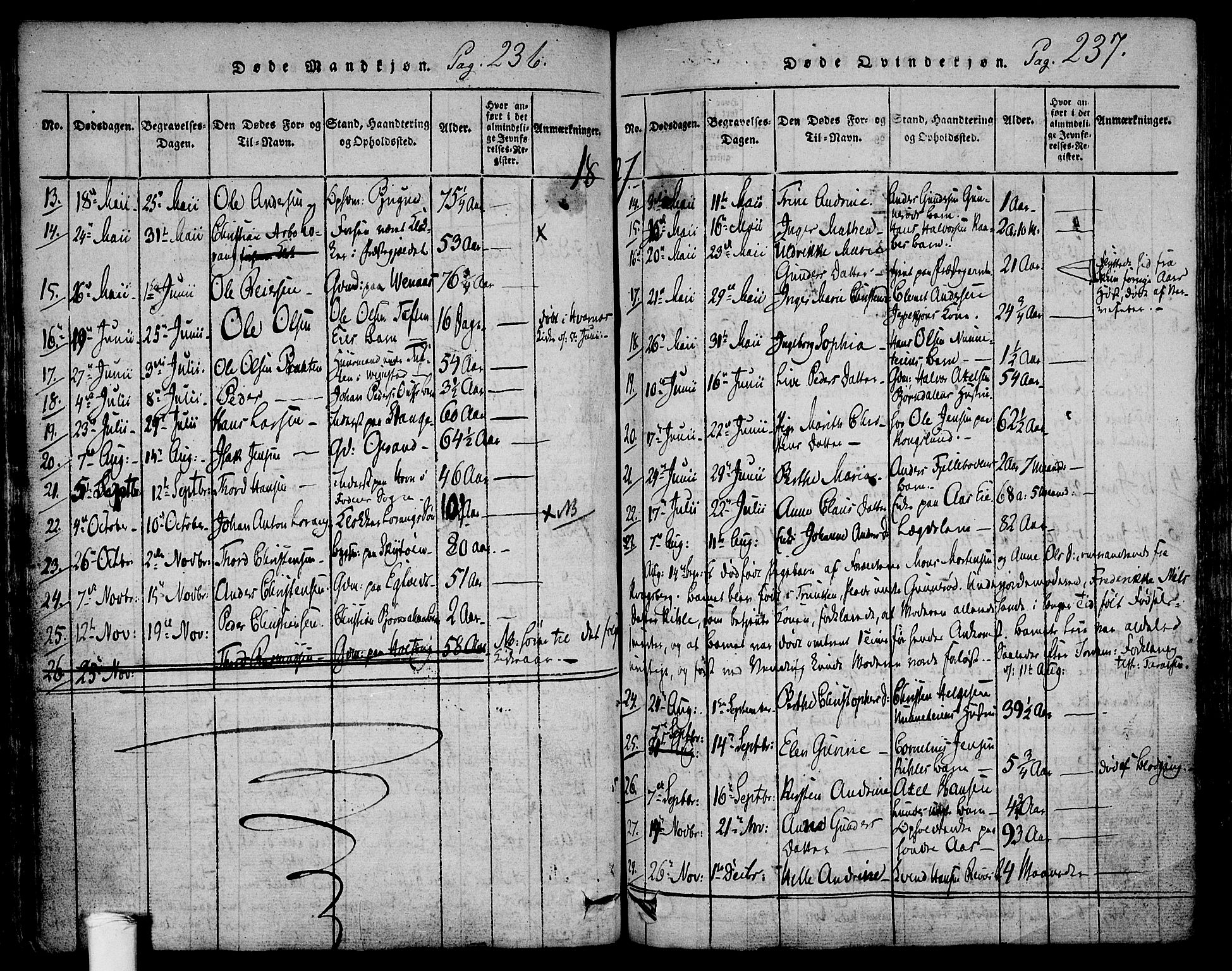 Ramnes kirkebøker, AV/SAKO-A-314/F/Fa/L0004: Parish register (official) no. I 4, 1813-1840, p. 236-237