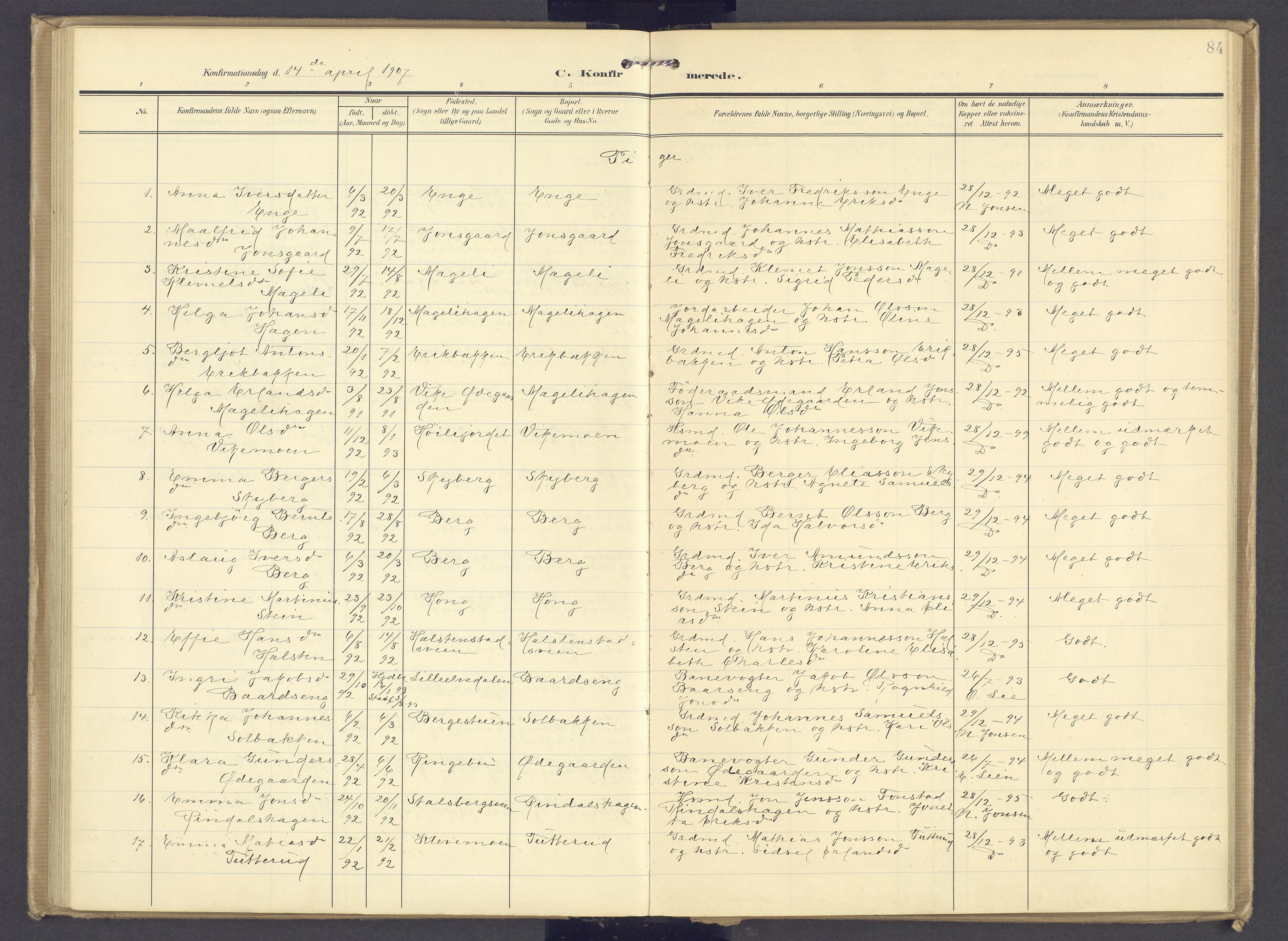 Øyer prestekontor, AV/SAH-PREST-084/H/Ha/Haa/L0013: Parish register (official) no. 13, 1905-1920, p. 84