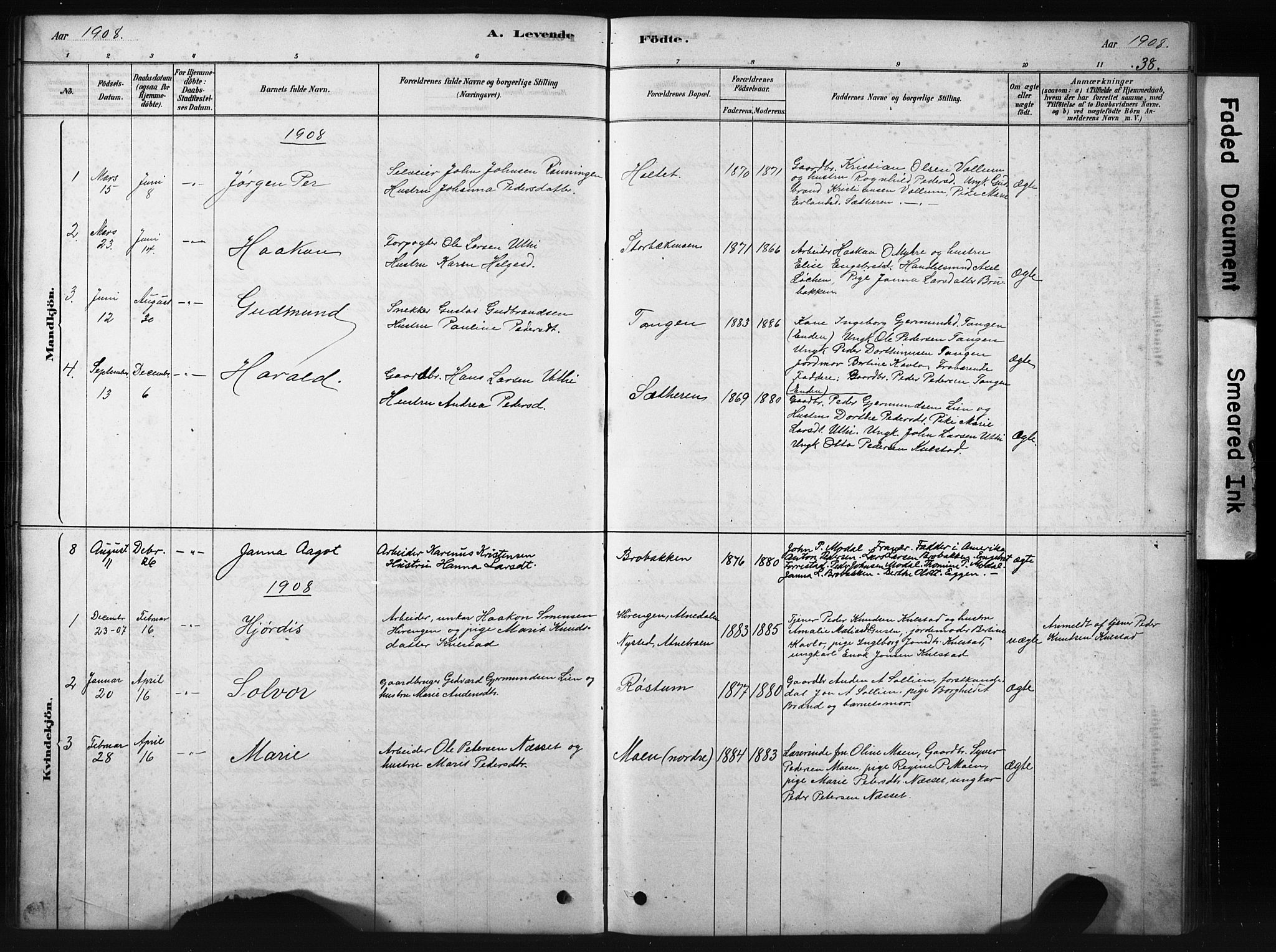 Sollia prestekontor, AV/SAH-PREST-050/H/Ha/Hab/L0002: Parish register (copy) no. 2, 1880-1933, p. 38