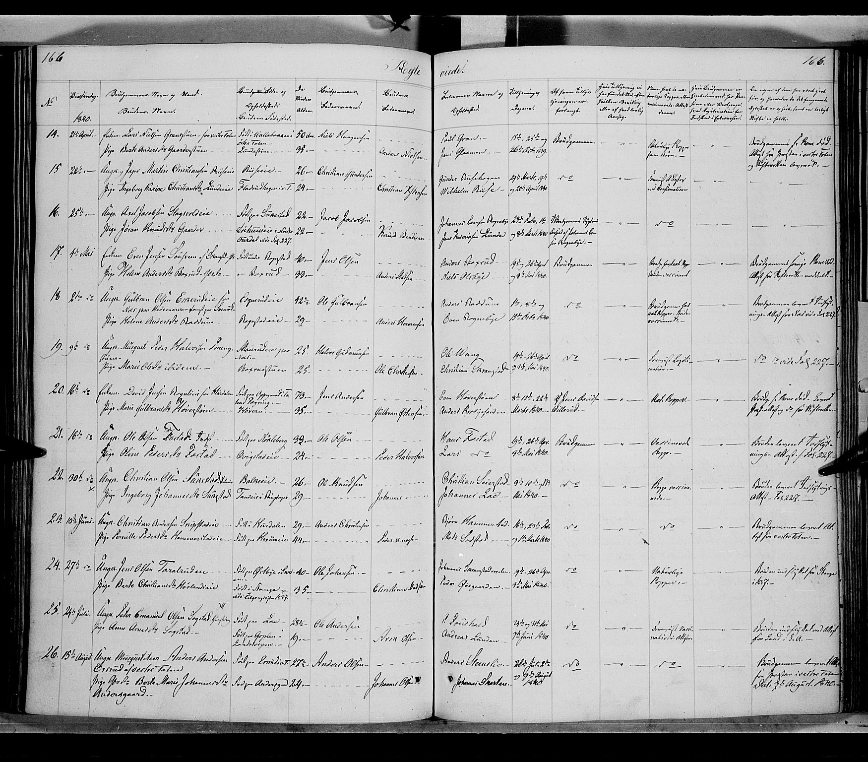 Østre Toten prestekontor, SAH/PREST-104/H/Ha/Haa/L0002: Parish register (official) no. 2, 1840-1847, p. 166