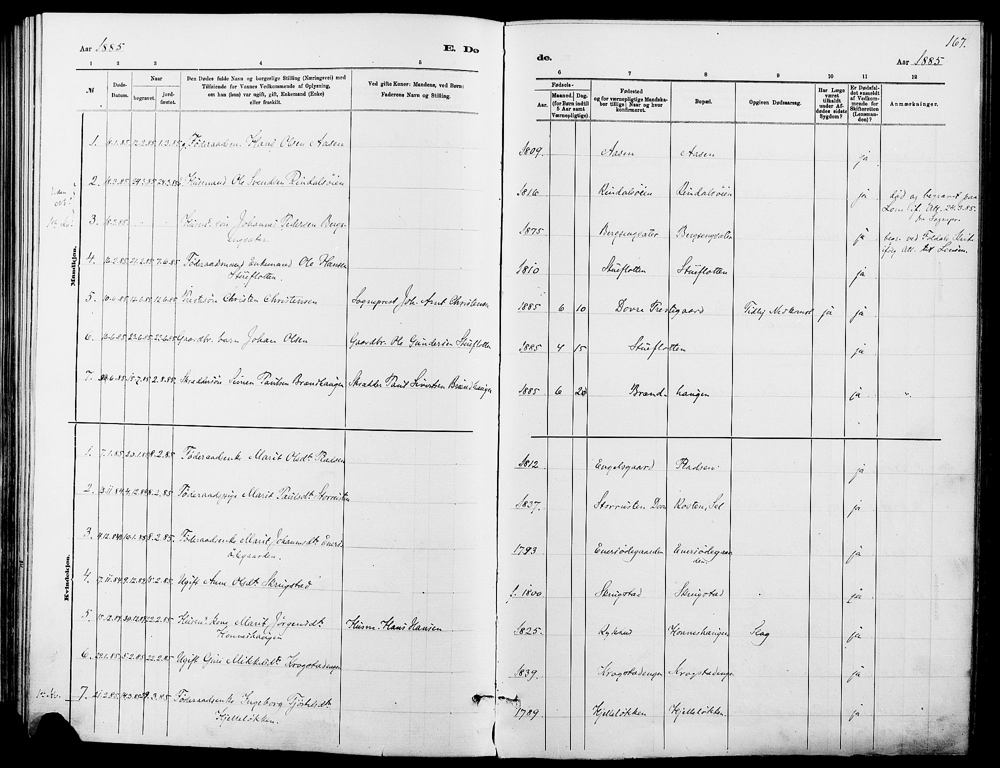 Dovre prestekontor, SAH/PREST-066/H/Ha/Haa/L0002: Parish register (official) no. 2, 1879-1890, p. 167
