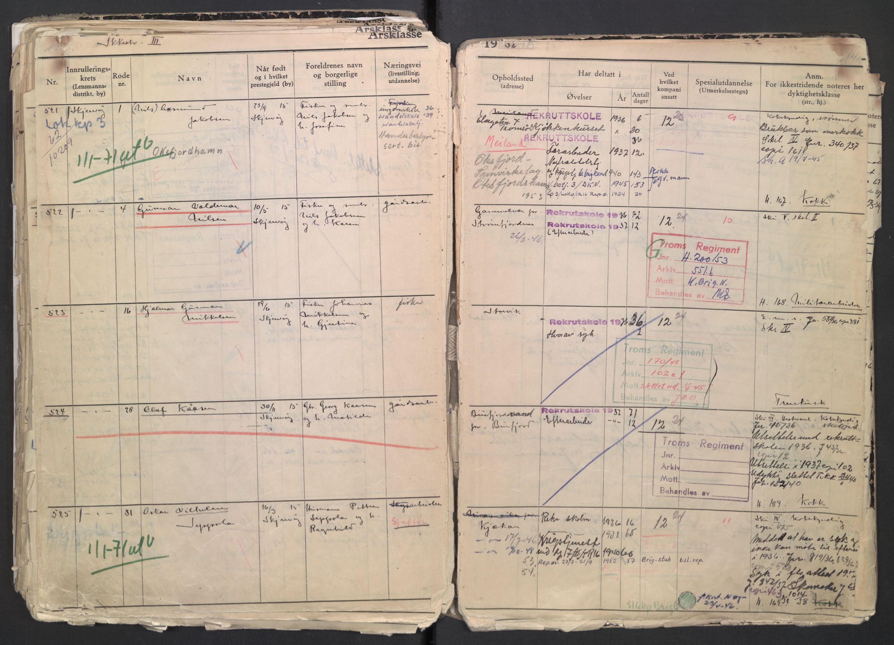 Forsvaret, Troms infanteriregiment nr. 16, AV/RA-RAFA-3146/P/Pa/L0007/0001: Ruller / Rulle for regimentets menige mannskaper, årsklasse 1936, 1936, p. 142