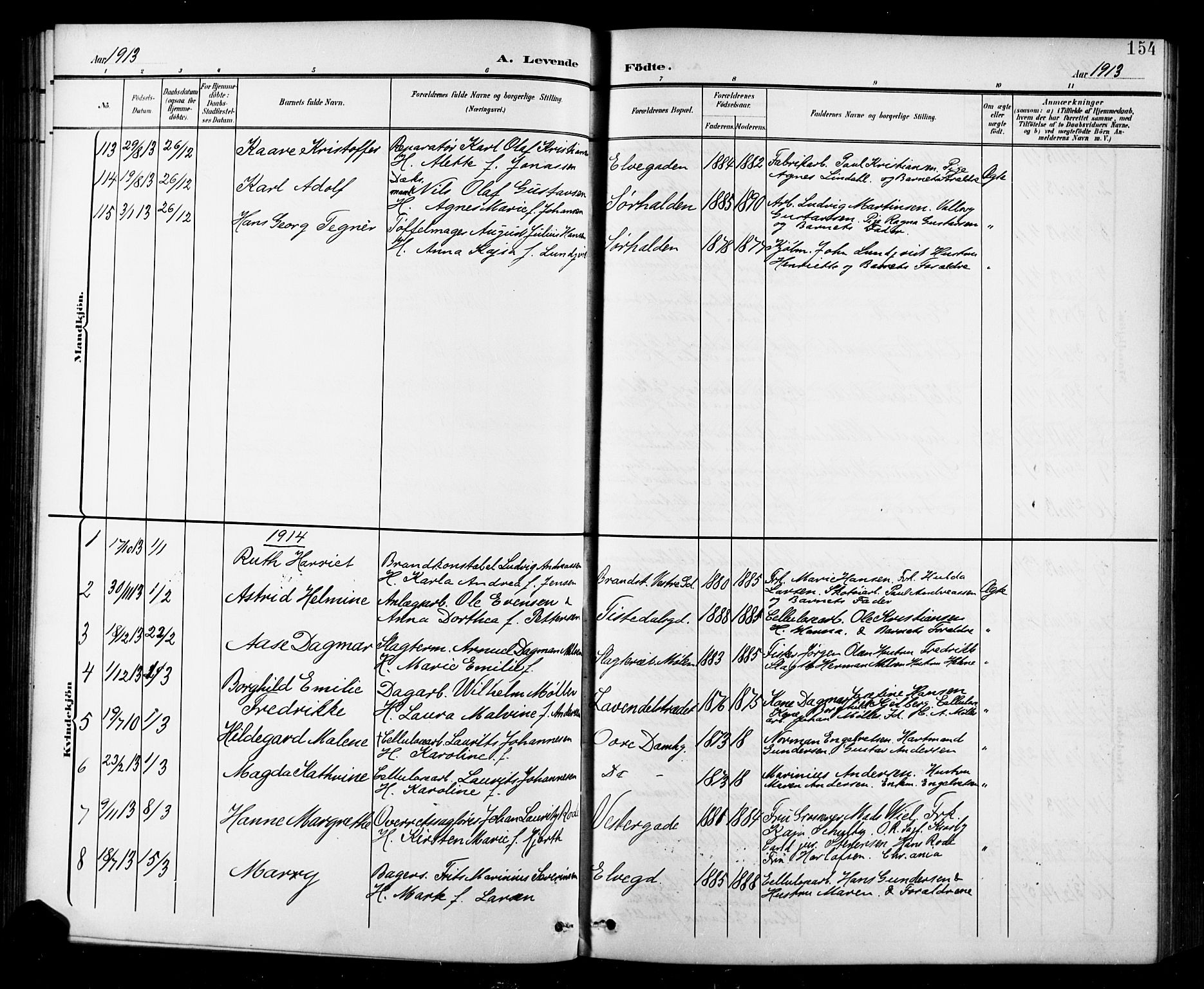 Halden prestekontor Kirkebøker, AV/SAO-A-10909/G/Ga/L0010: Parish register (copy) no. 10, 1900-1923, p. 154