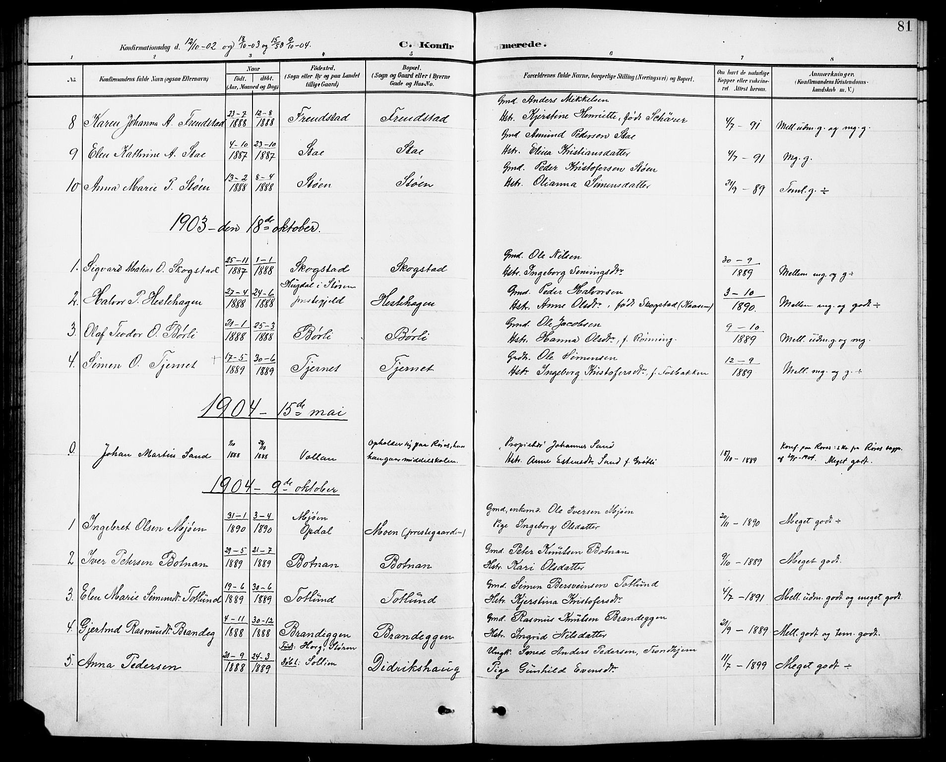 Kvikne prestekontor, SAH/PREST-064/H/Ha/Hab/L0003: Parish register (copy) no. 3, 1896-1918, p. 81
