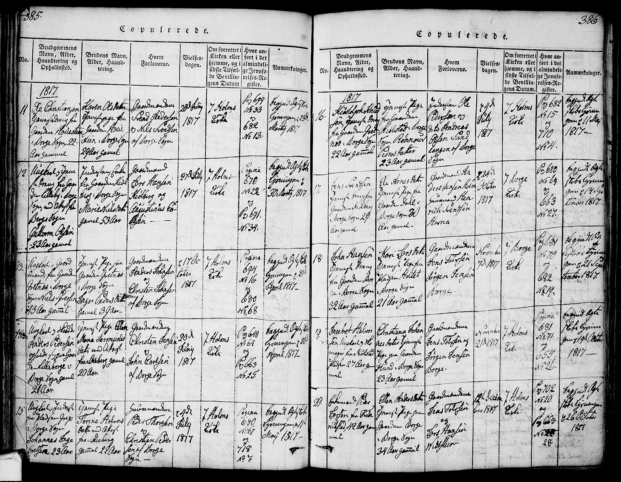 Borge prestekontor Kirkebøker, AV/SAO-A-10903/F/Fa/L0003: Parish register (official) no. I 3, 1815-1836, p. 385-386