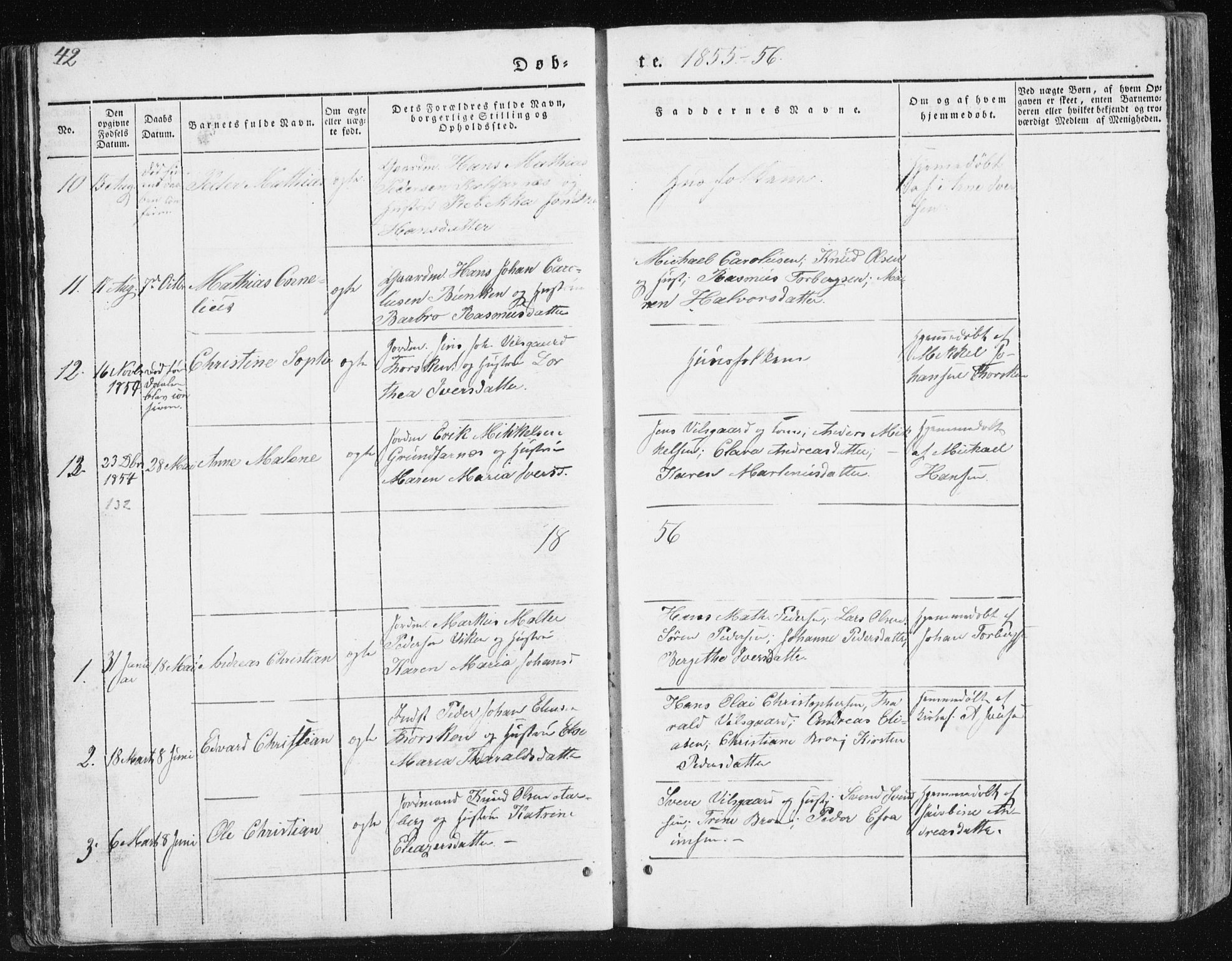 Berg sokneprestkontor, SATØ/S-1318/G/Ga/Gab/L0011klokker: Parish register (copy) no. 11, 1833-1878, p. 42