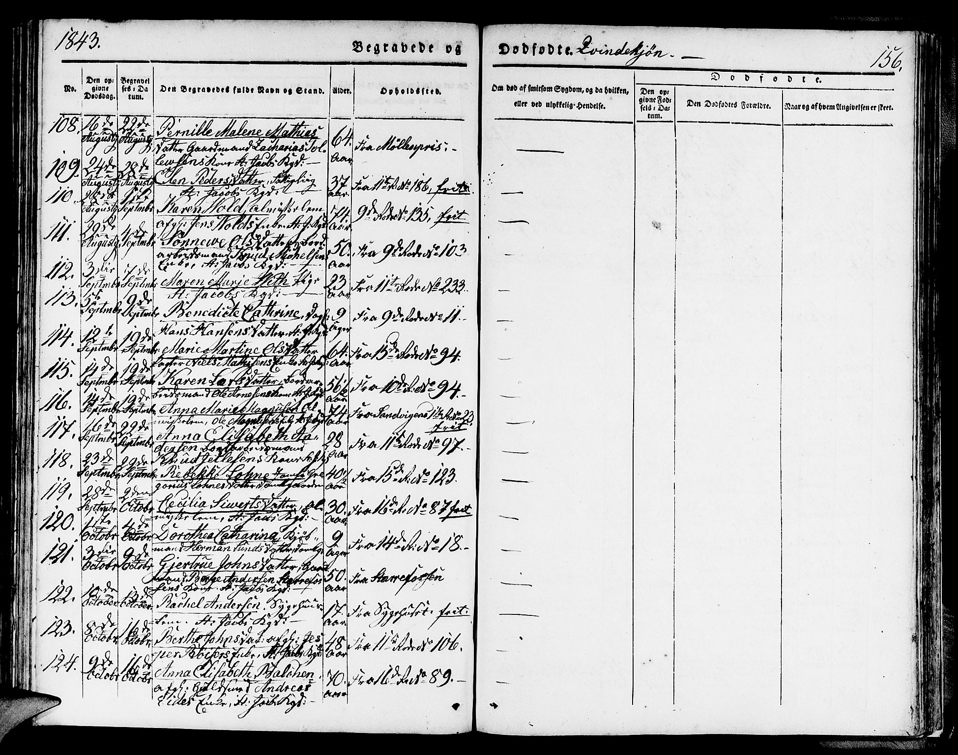 Domkirken sokneprestembete, AV/SAB-A-74801/H/Hab/L0037: Parish register (copy) no. E 1, 1836-1848, p. 156