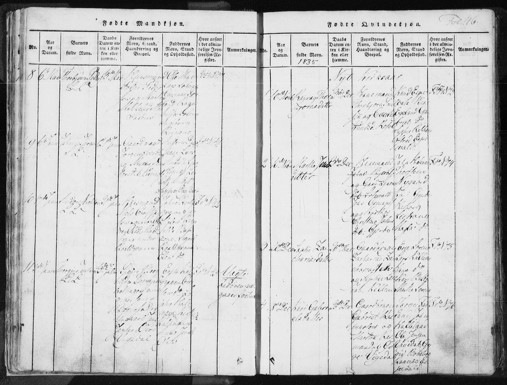 Vikedal sokneprestkontor, AV/SAST-A-101840/01/IV: Parish register (official) no. A 3, 1817-1850, p. 46