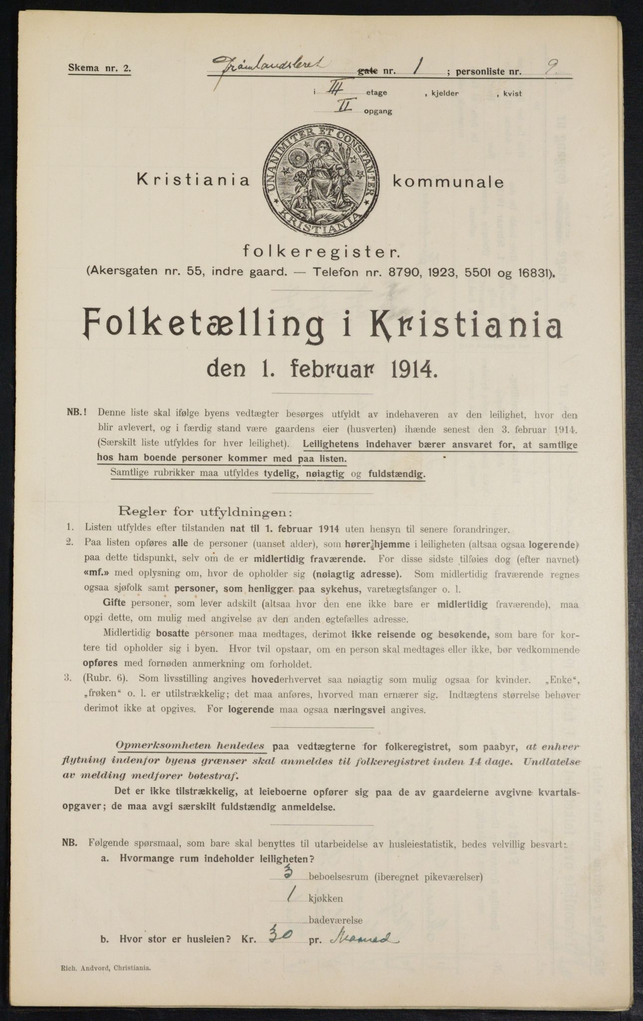 OBA, Municipal Census 1914 for Kristiania, 1914, p. 31660