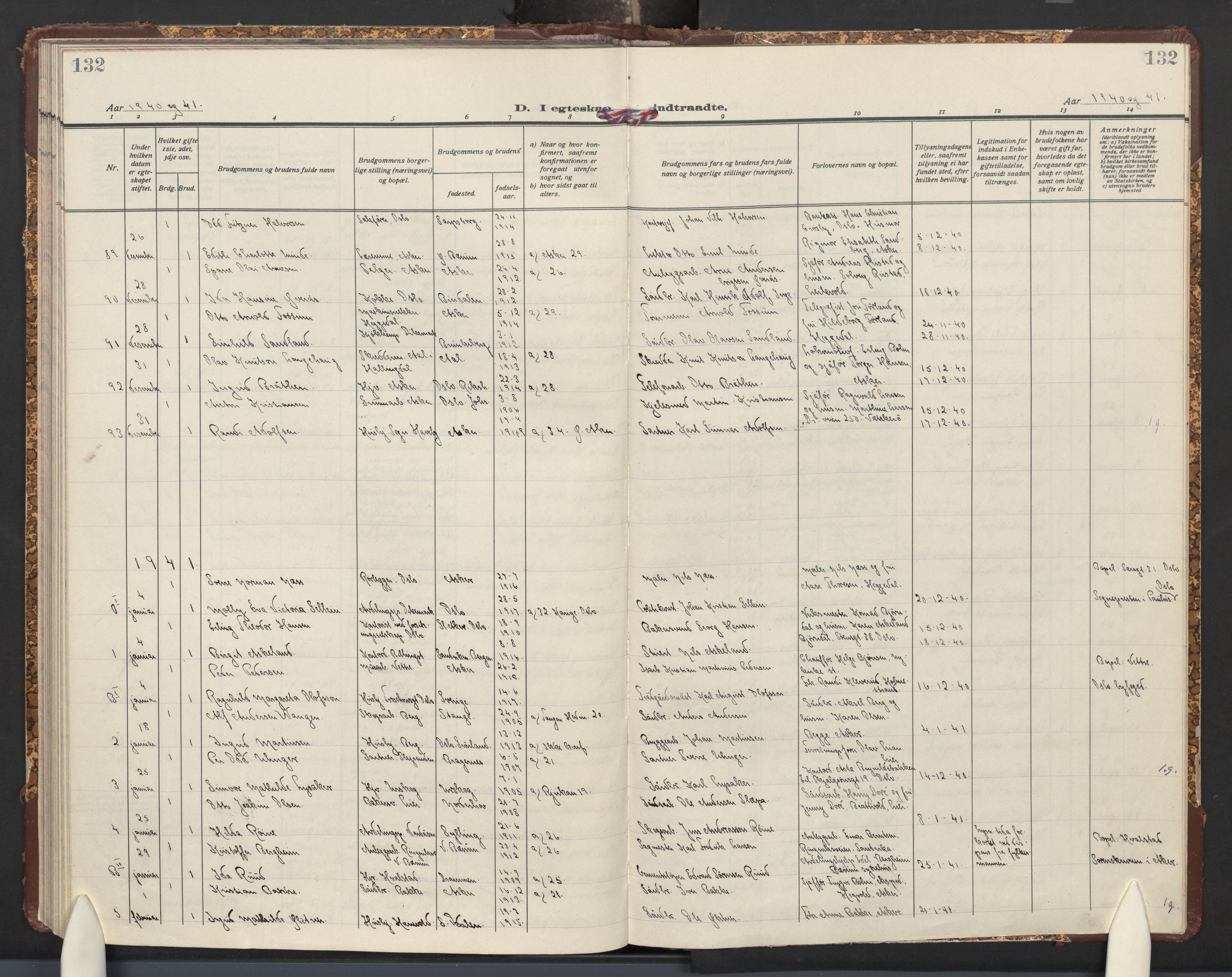 Asker prestekontor Kirkebøker, AV/SAO-A-10256a/F/Fa/L0021: Parish register (official) no. I 21, 1936-1945, p. 132