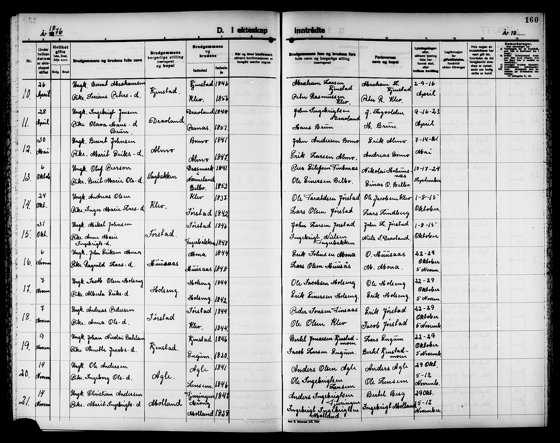 Ministerialprotokoller, klokkerbøker og fødselsregistre - Nord-Trøndelag, SAT/A-1458/749/L0486: Parish register (official) no. 749D02, 1873-1887, p. 160