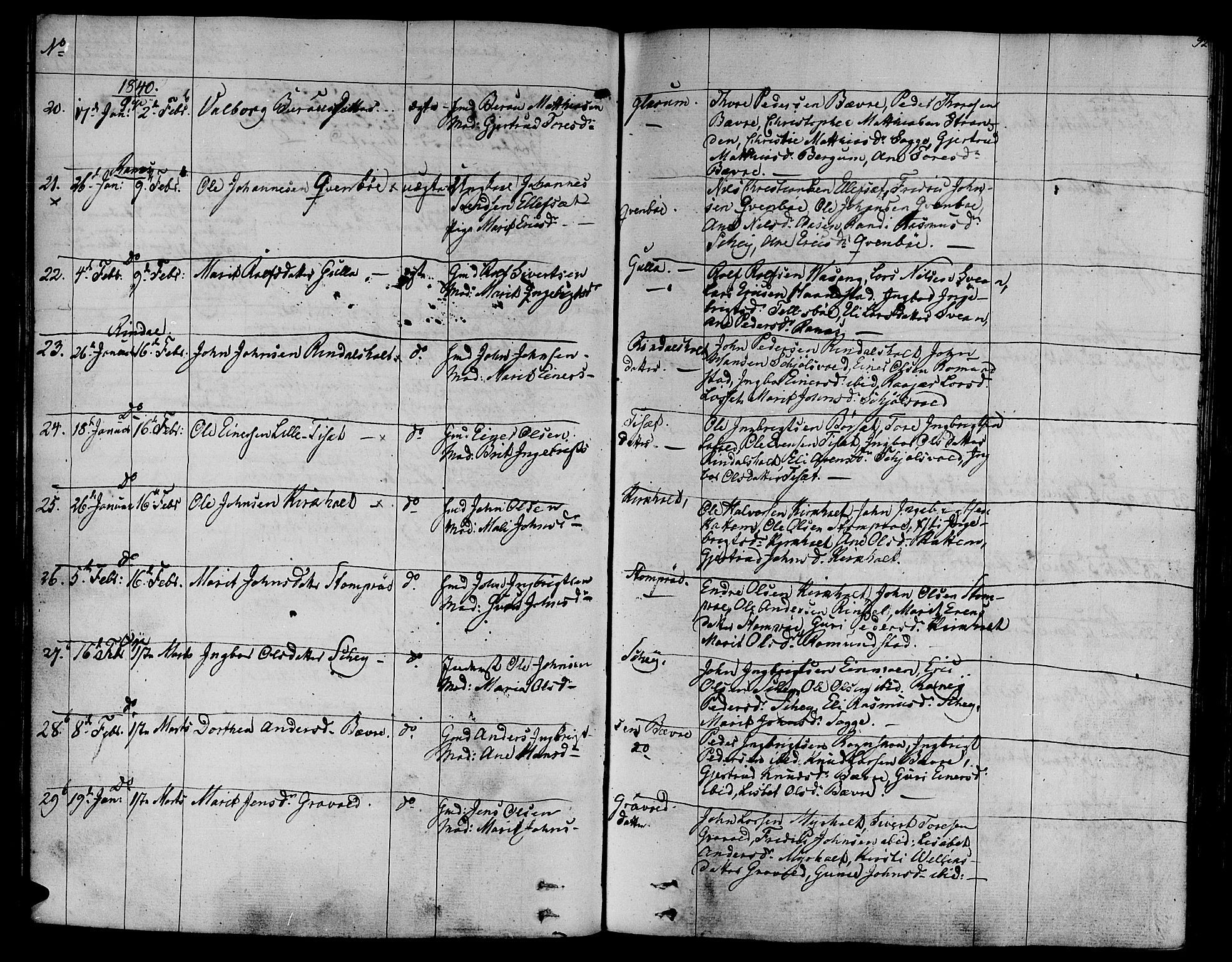 Ministerialprotokoller, klokkerbøker og fødselsregistre - Møre og Romsdal, SAT/A-1454/595/L1042: Parish register (official) no. 595A04, 1829-1843, p. 92