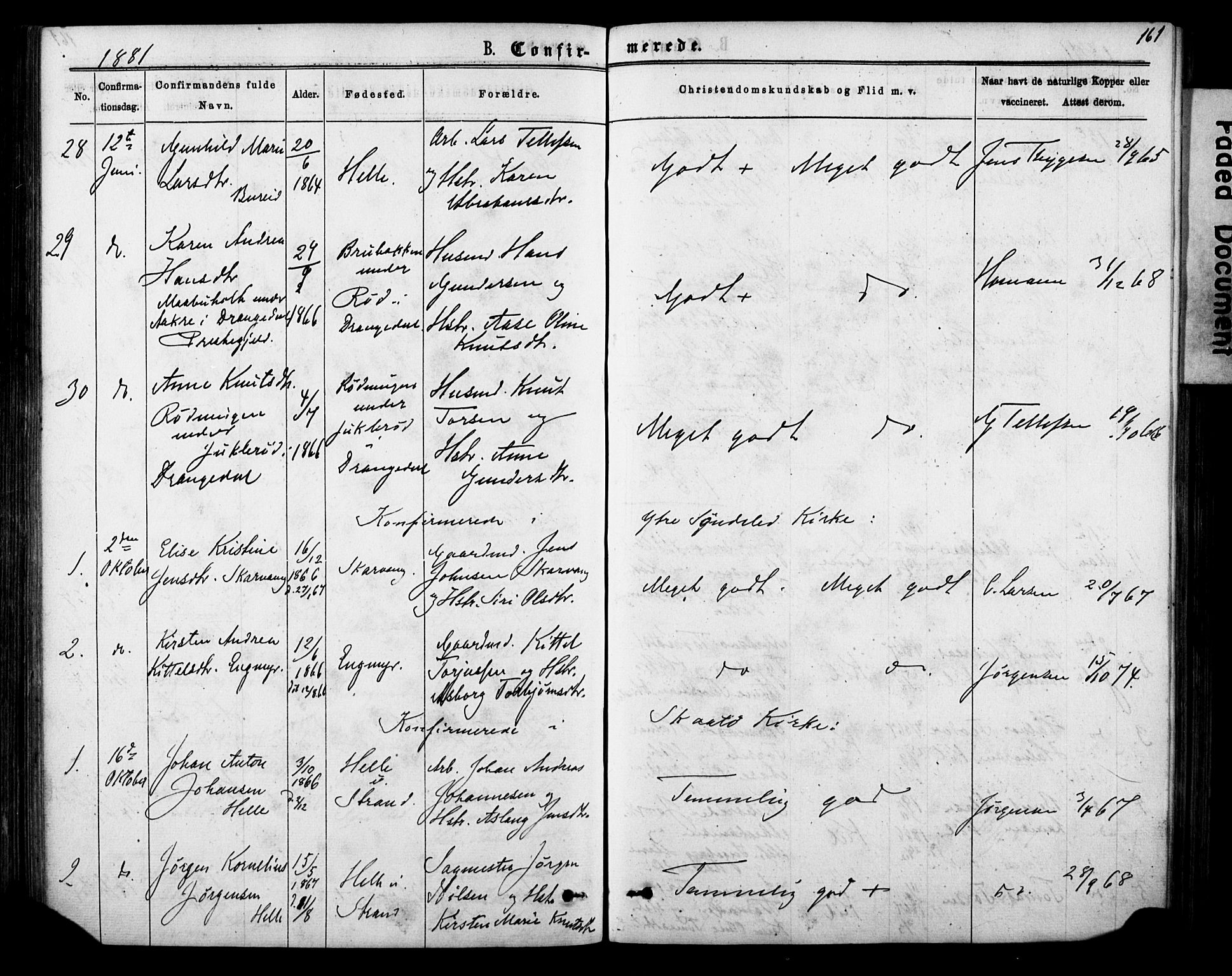 Sannidal kirkebøker, SAKO/A-296/F/Fa/L0014: Parish register (official) no. 14, 1874-1883, p. 161
