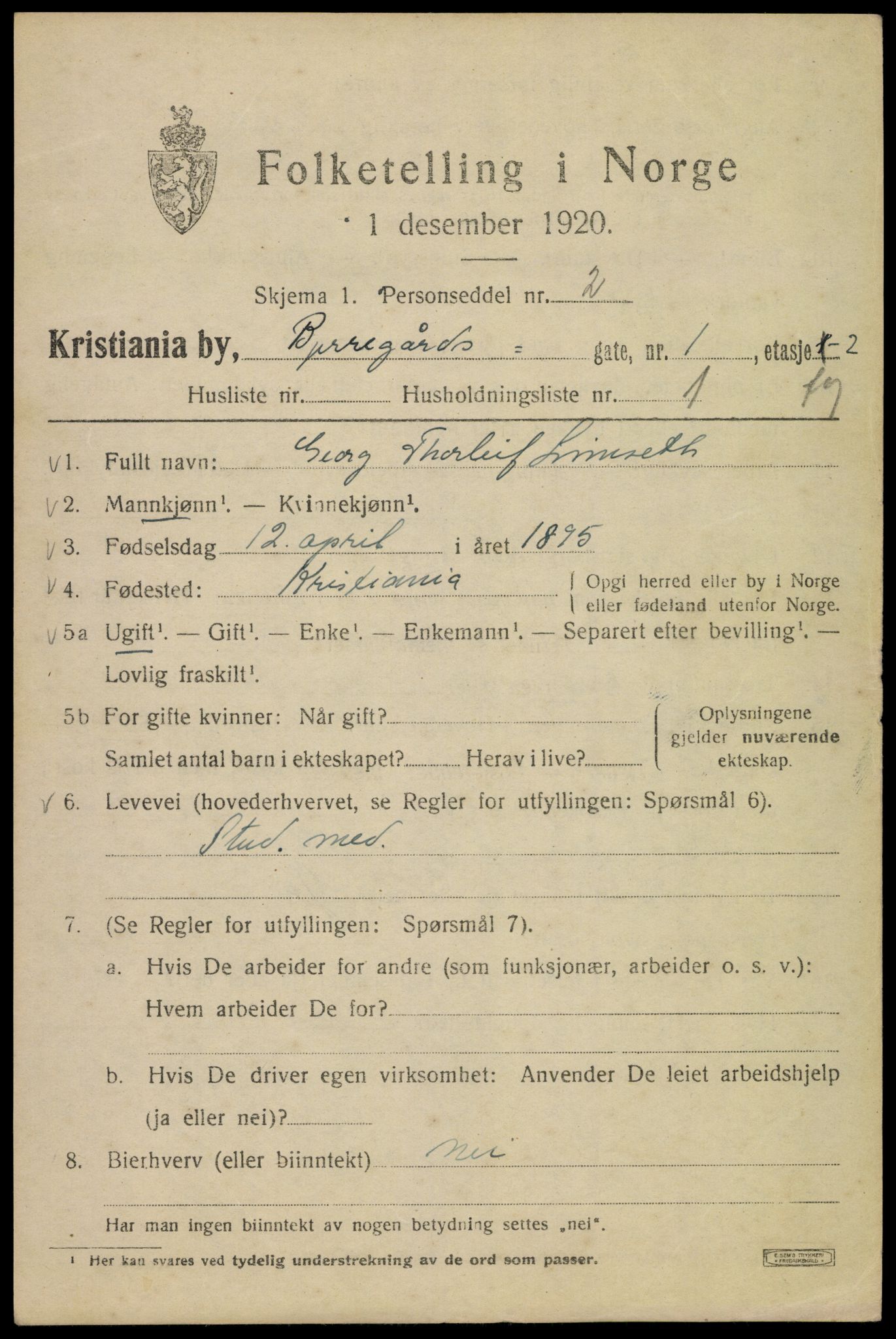 SAO, 1920 census for Kristiania, 1920, p. 158655