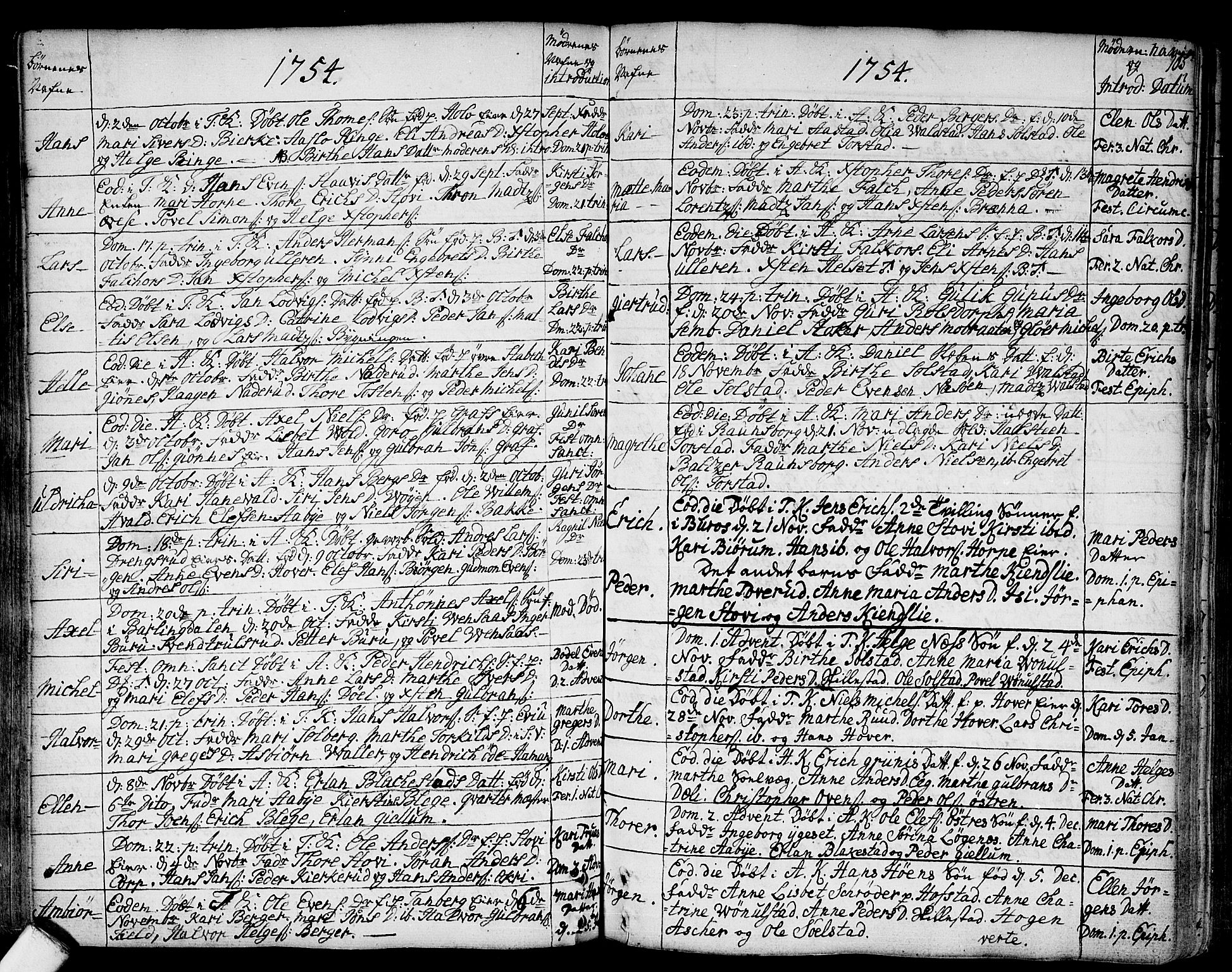Asker prestekontor Kirkebøker, SAO/A-10256a/F/Fa/L0002: Parish register (official) no. I 2, 1733-1766, p. 105
