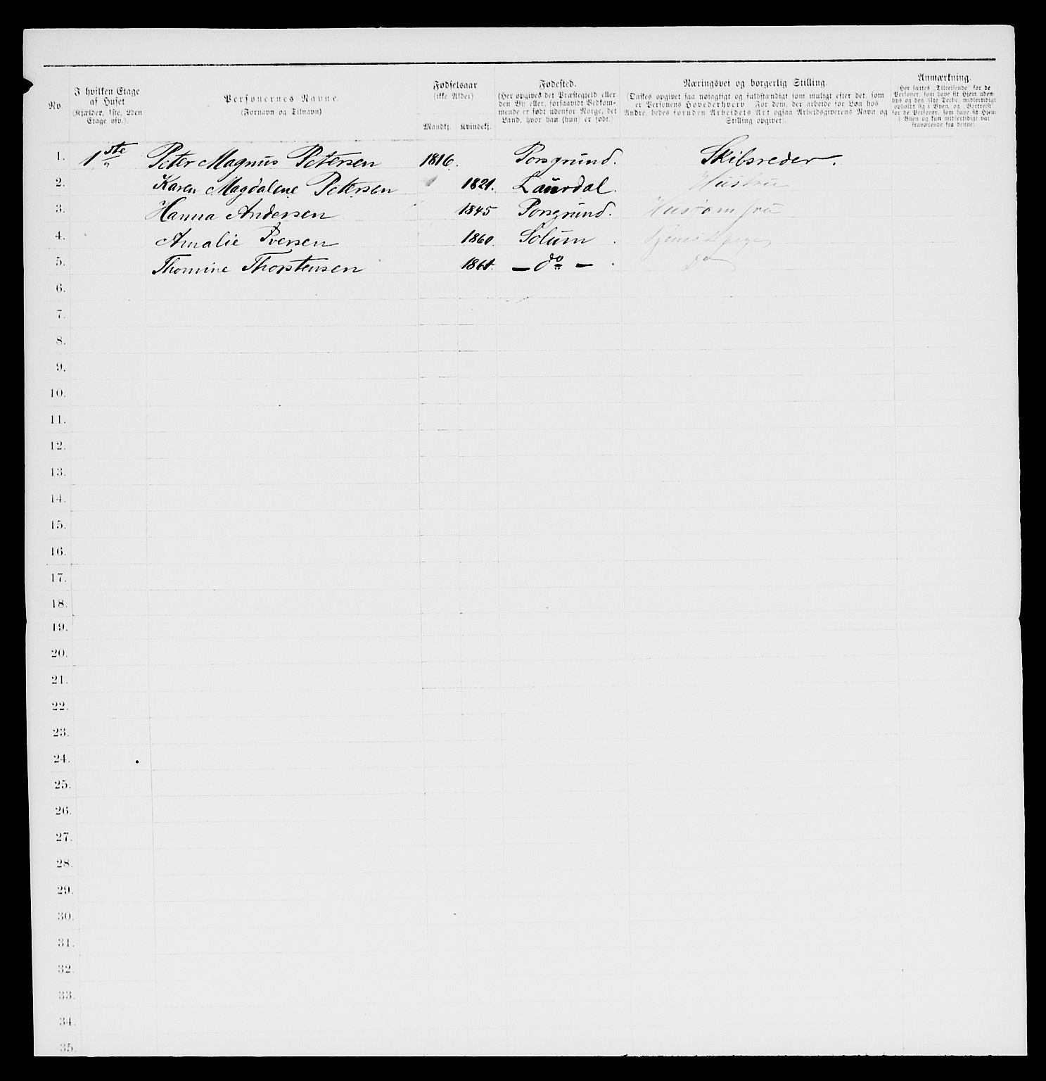 SAKO, 1885 census for 0805 Porsgrunn, 1885, p. 808