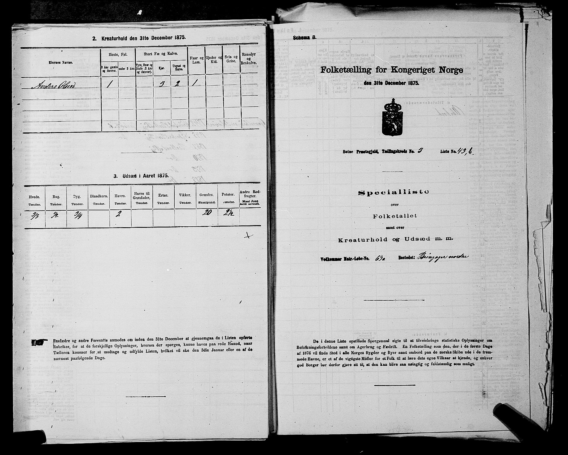 SAKO, 1875 census for 0715P Botne, 1875, p. 312