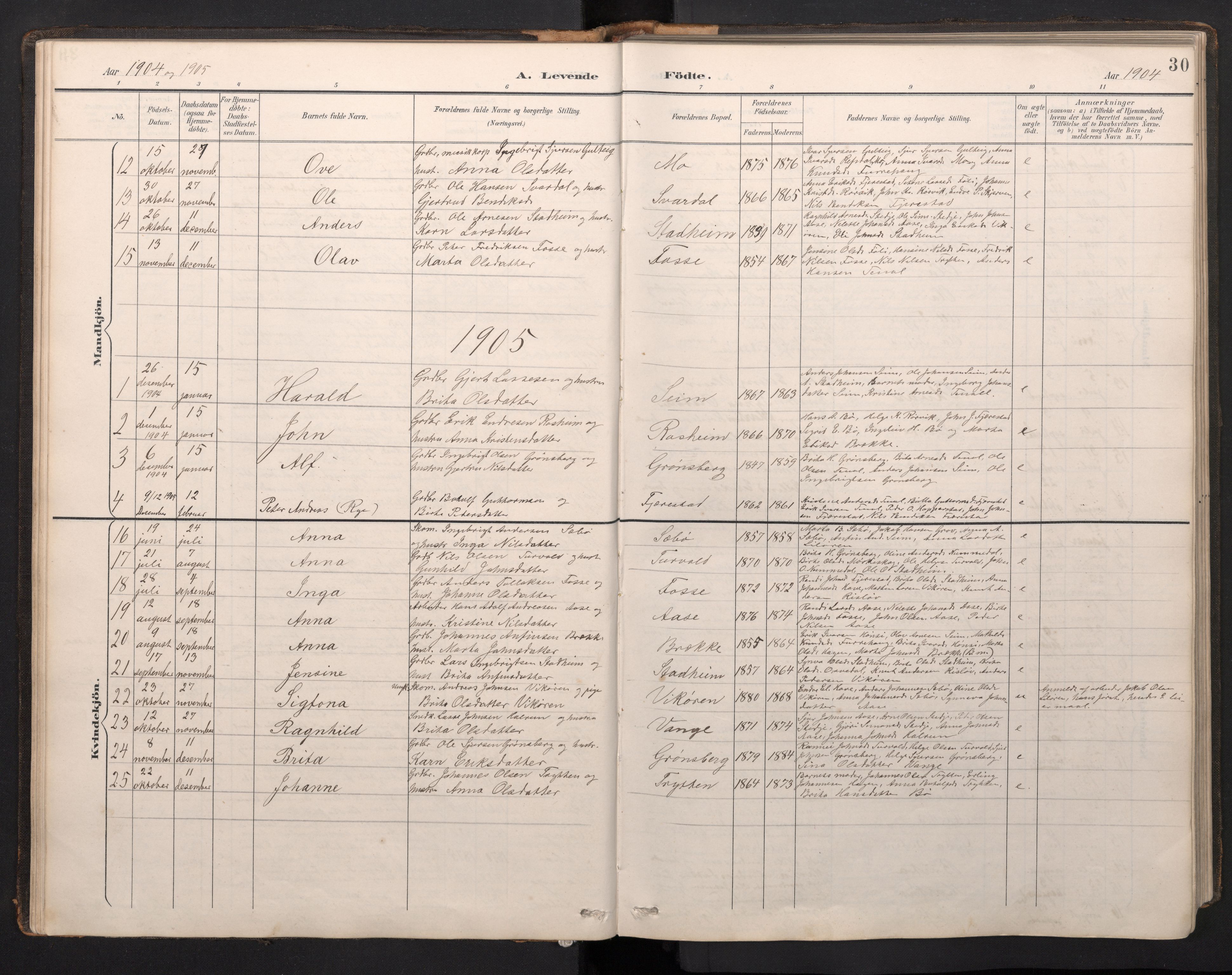 Vik sokneprestembete, SAB/A-81501: Parish register (copy) no. A 4, 1895-1914, p. 29b-30a