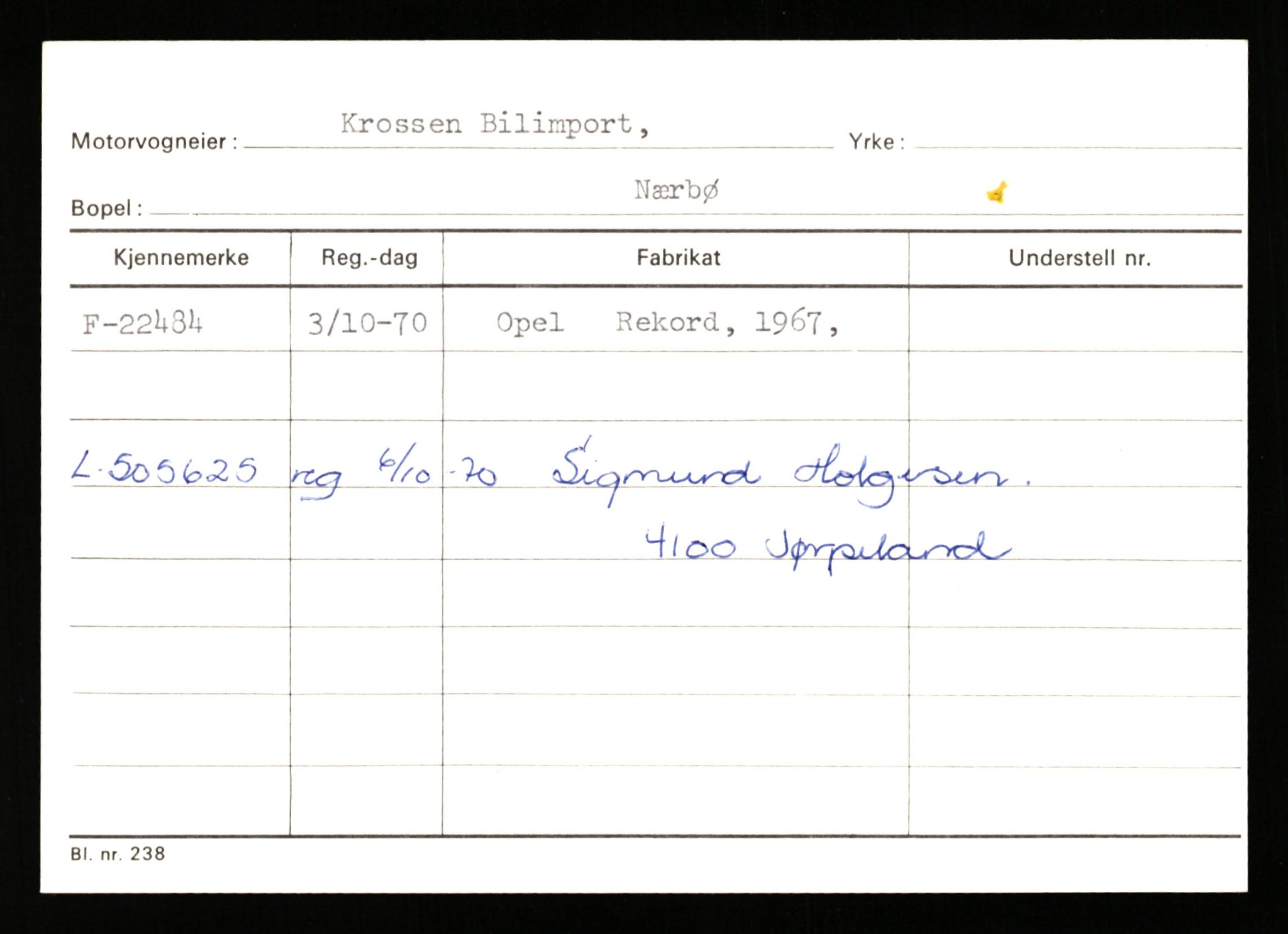 Stavanger trafikkstasjon, AV/SAST-A-101942/0/G/L0004: Registreringsnummer: 15497 - 22957, 1930-1971, p. 3007