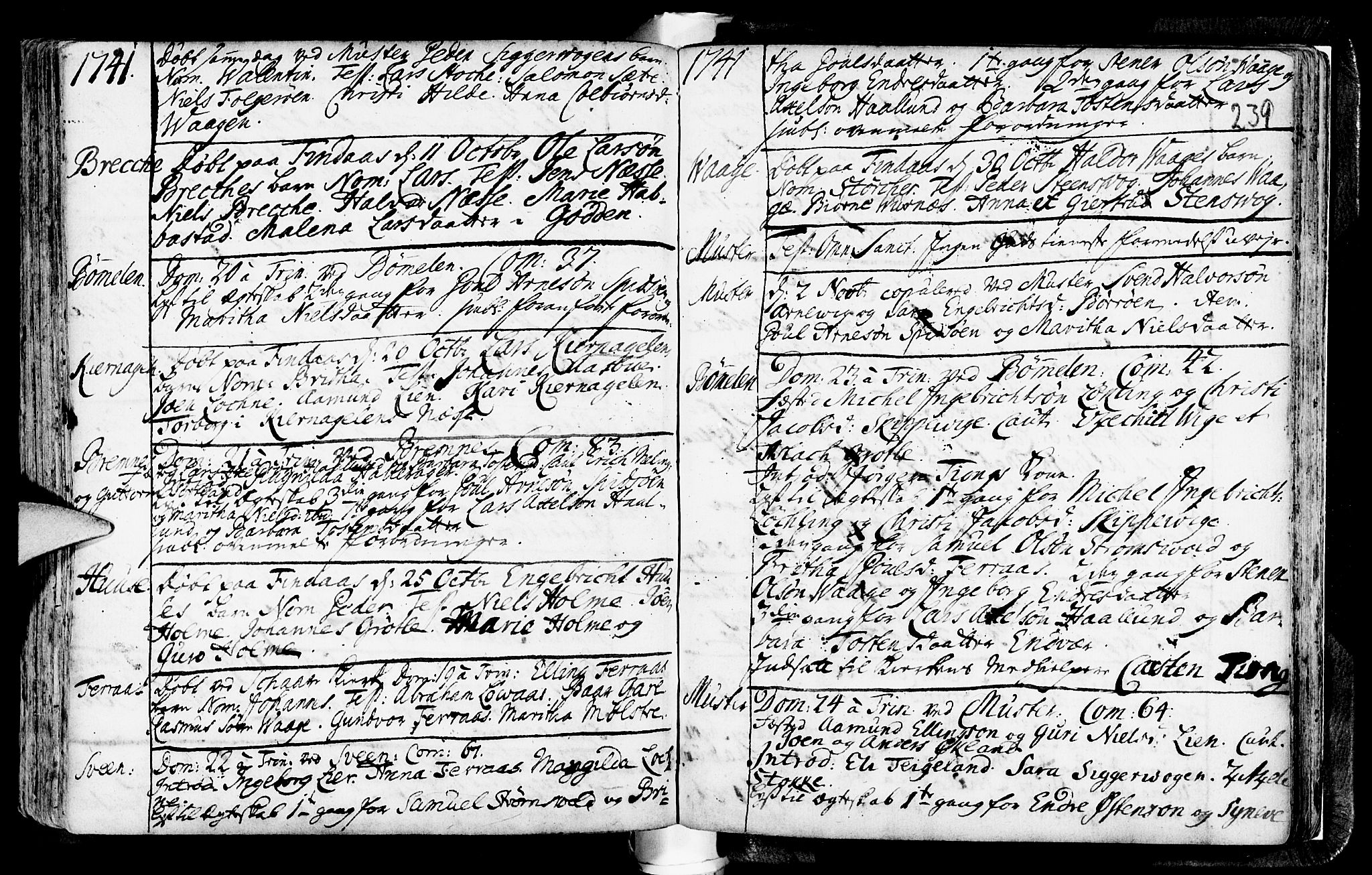 Finnås sokneprestembete, AV/SAB-A-99925/H/Ha/Haa/Haaa/L0001: Parish register (official) no. A 1, 1718-1744, p. 239