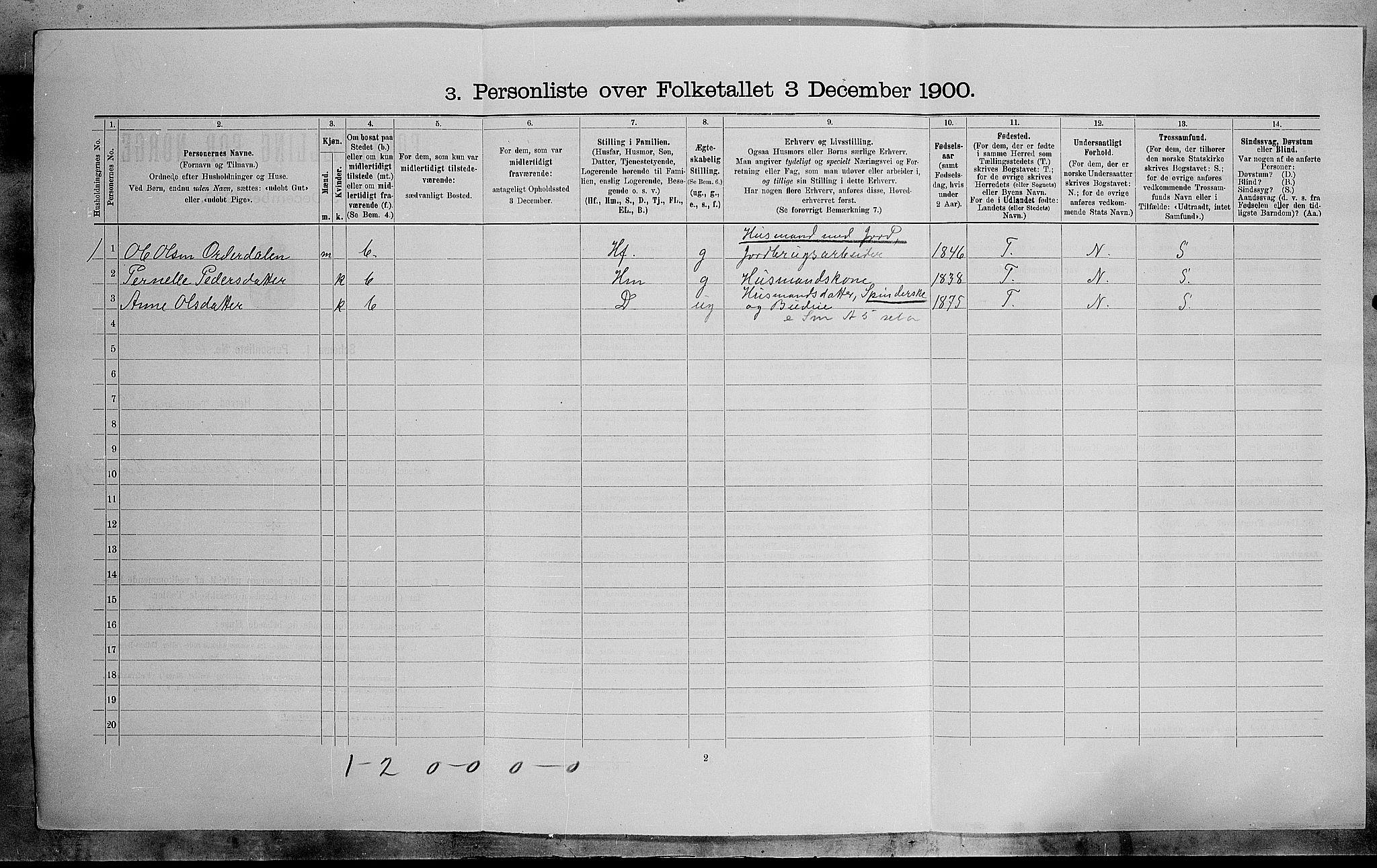 SAH, 1900 census for Lesja, 1900, p. 732