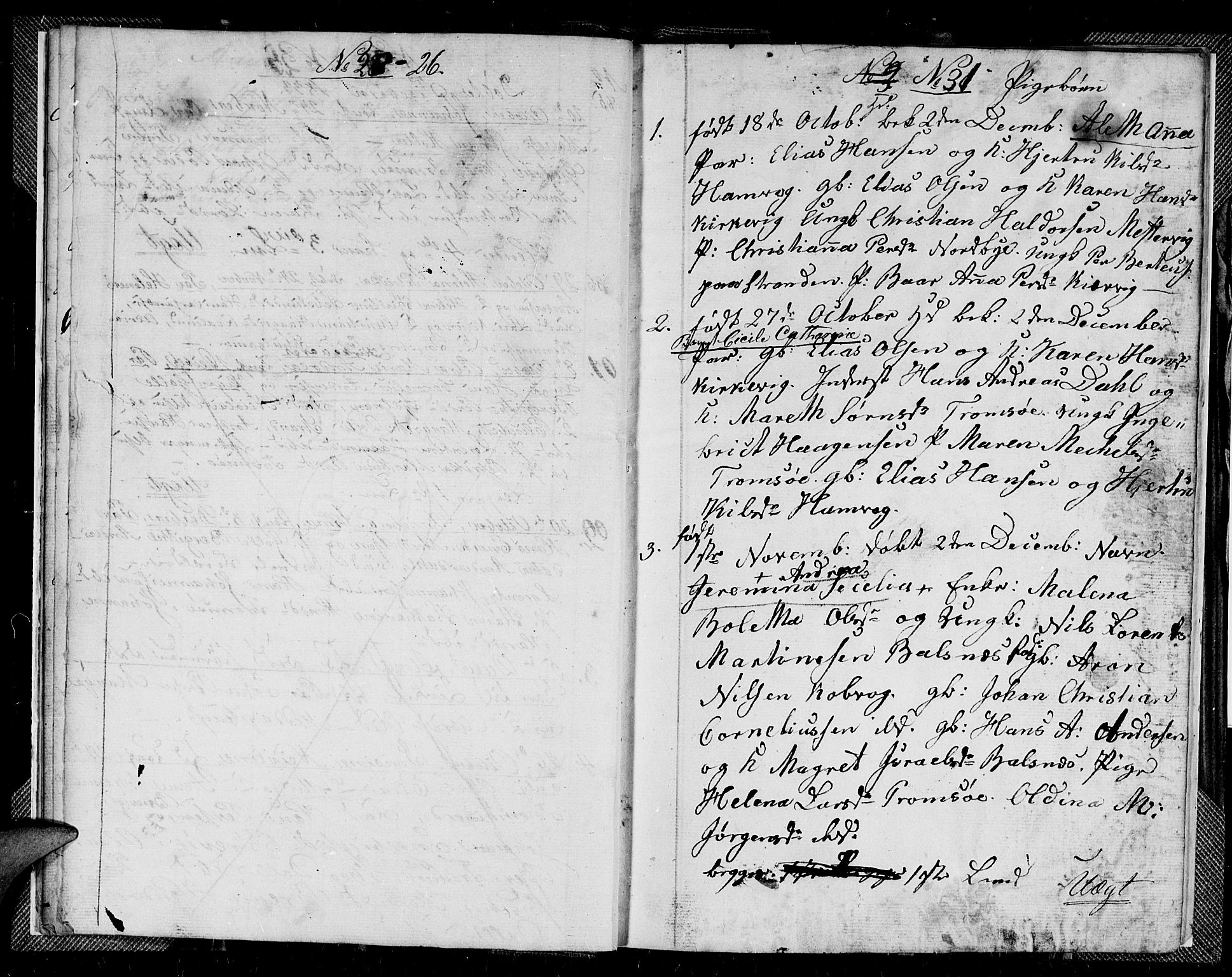 Tromsø sokneprestkontor/stiftsprosti/domprosti, SATØ/S-1343/G/Gb/L0002klokker: Parish register (copy) no. 2, 1832-1833, p. 30-31