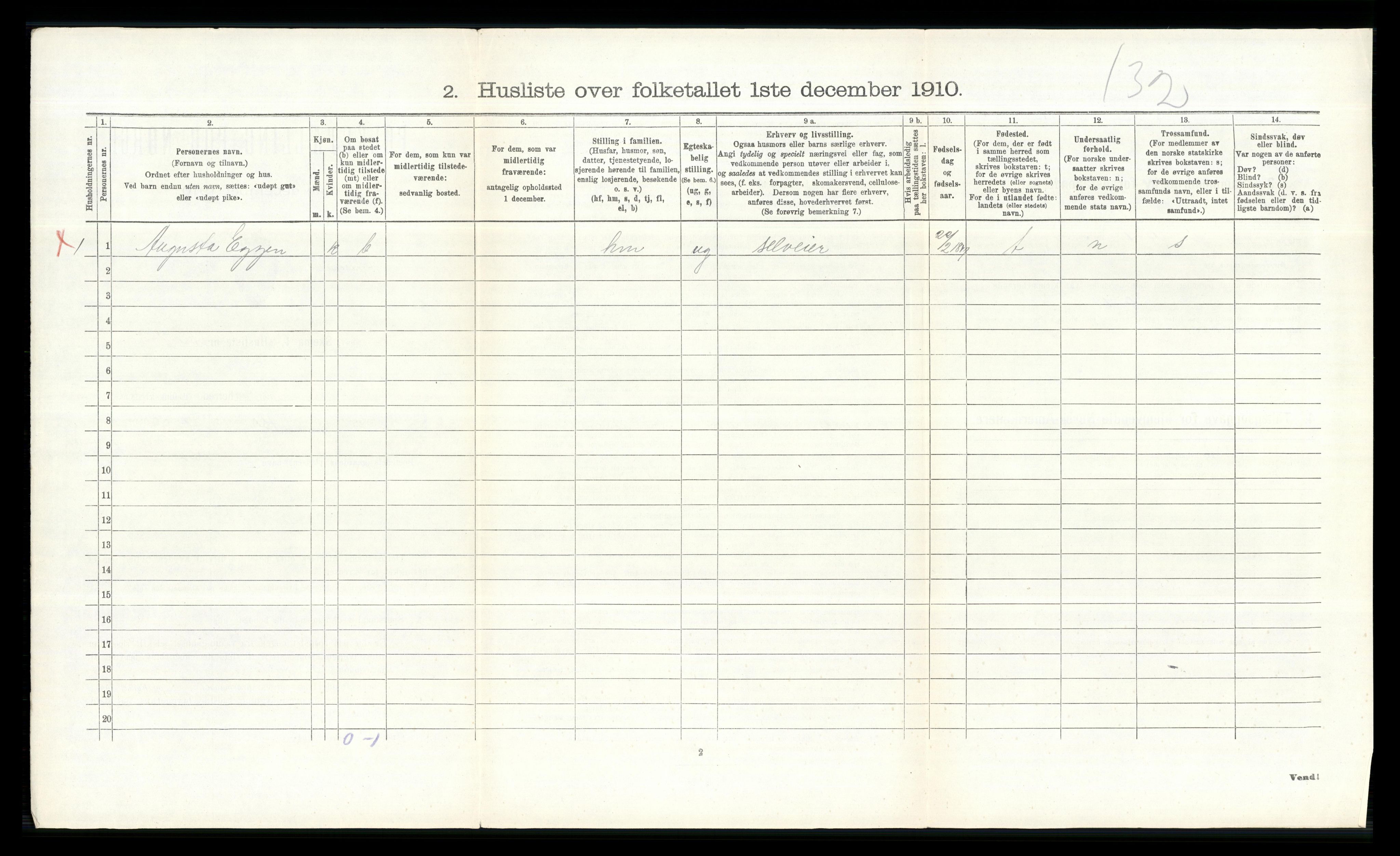 RA, 1910 census for Elverum, 1910, p. 2812
