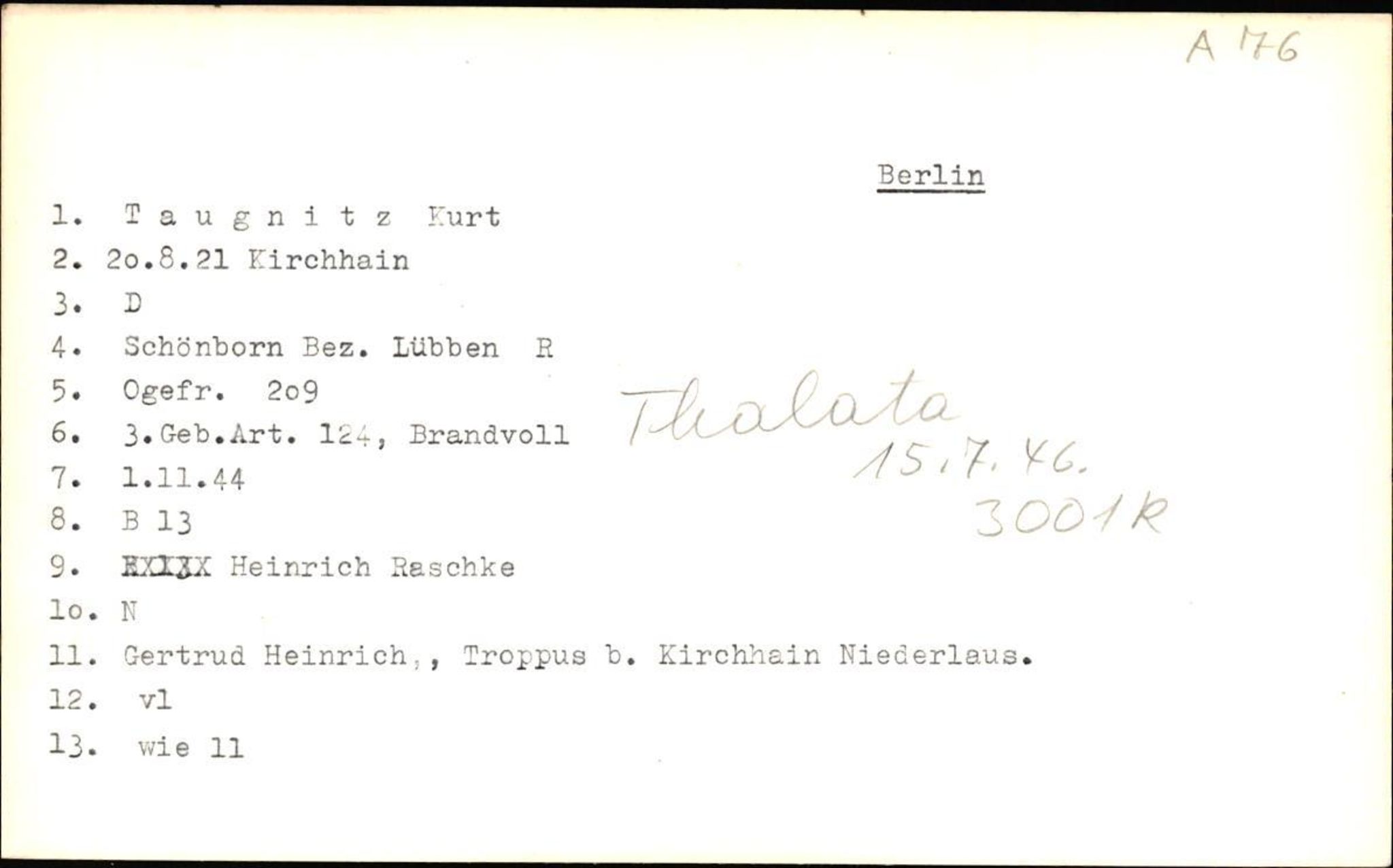 Hjemsendte tyskere , AV/RA-RAFA-6487/D/Db/L0027: Taube-Vydra, 1945-1947, p. 23