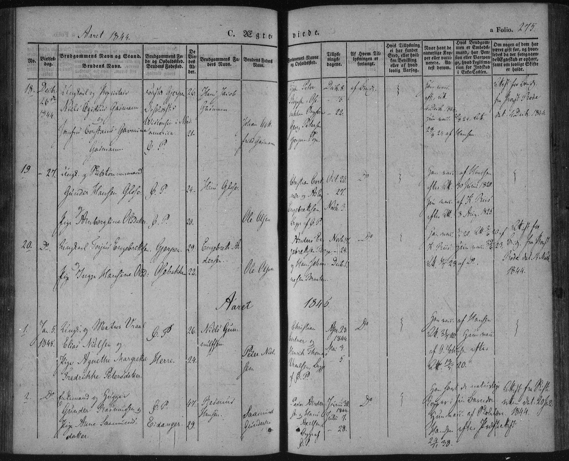 Porsgrunn kirkebøker , AV/SAKO-A-104/F/Fa/L0006: Parish register (official) no. 6, 1841-1857, p. 275