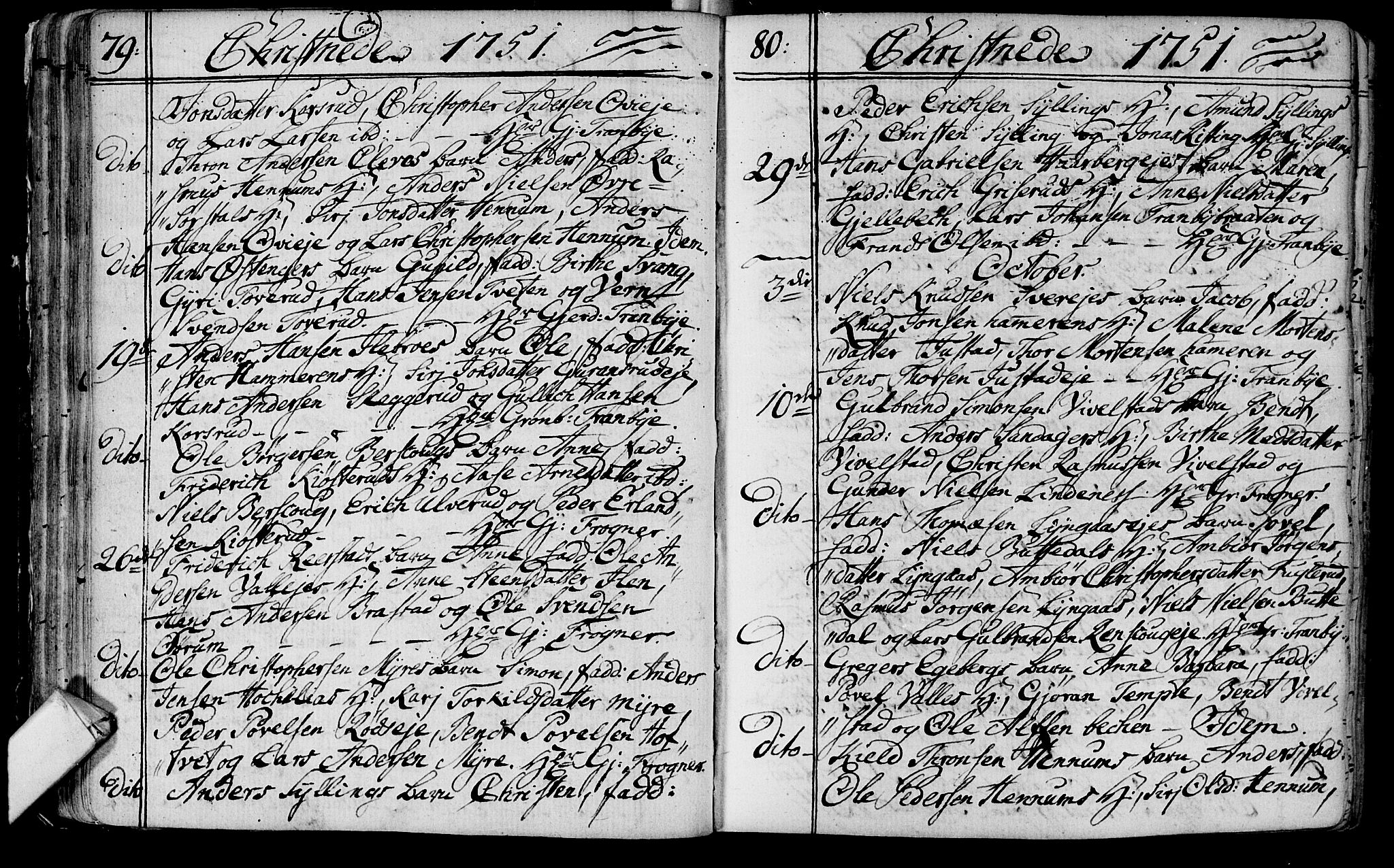 Lier kirkebøker, AV/SAKO-A-230/F/Fa/L0004: Parish register (official) no. I 4, 1749-1764, p. 79-80