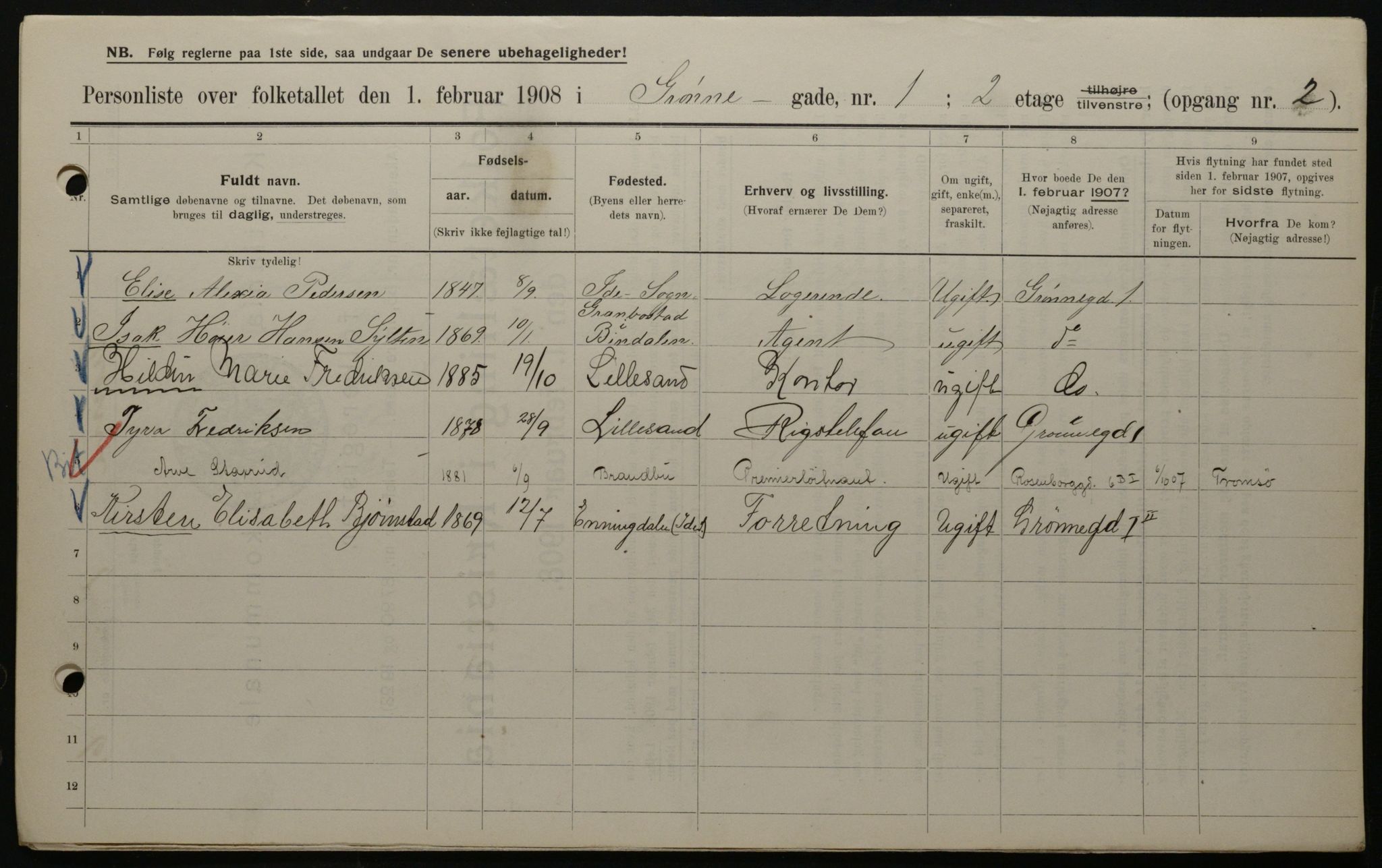 OBA, Municipal Census 1908 for Kristiania, 1908, p. 29167