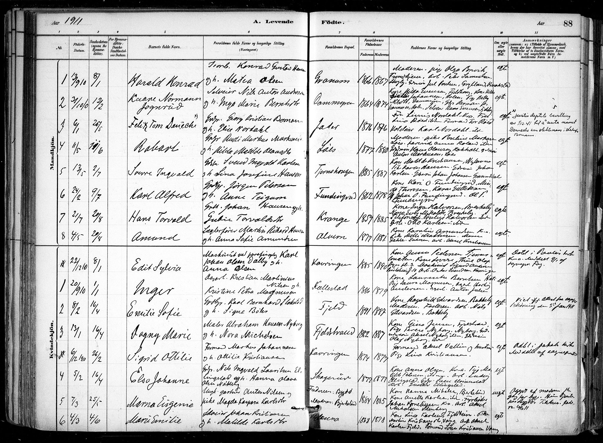 Nesodden prestekontor Kirkebøker, SAO/A-10013/F/Fa/L0009: Parish register (official) no. I 9, 1880-1915, p. 88